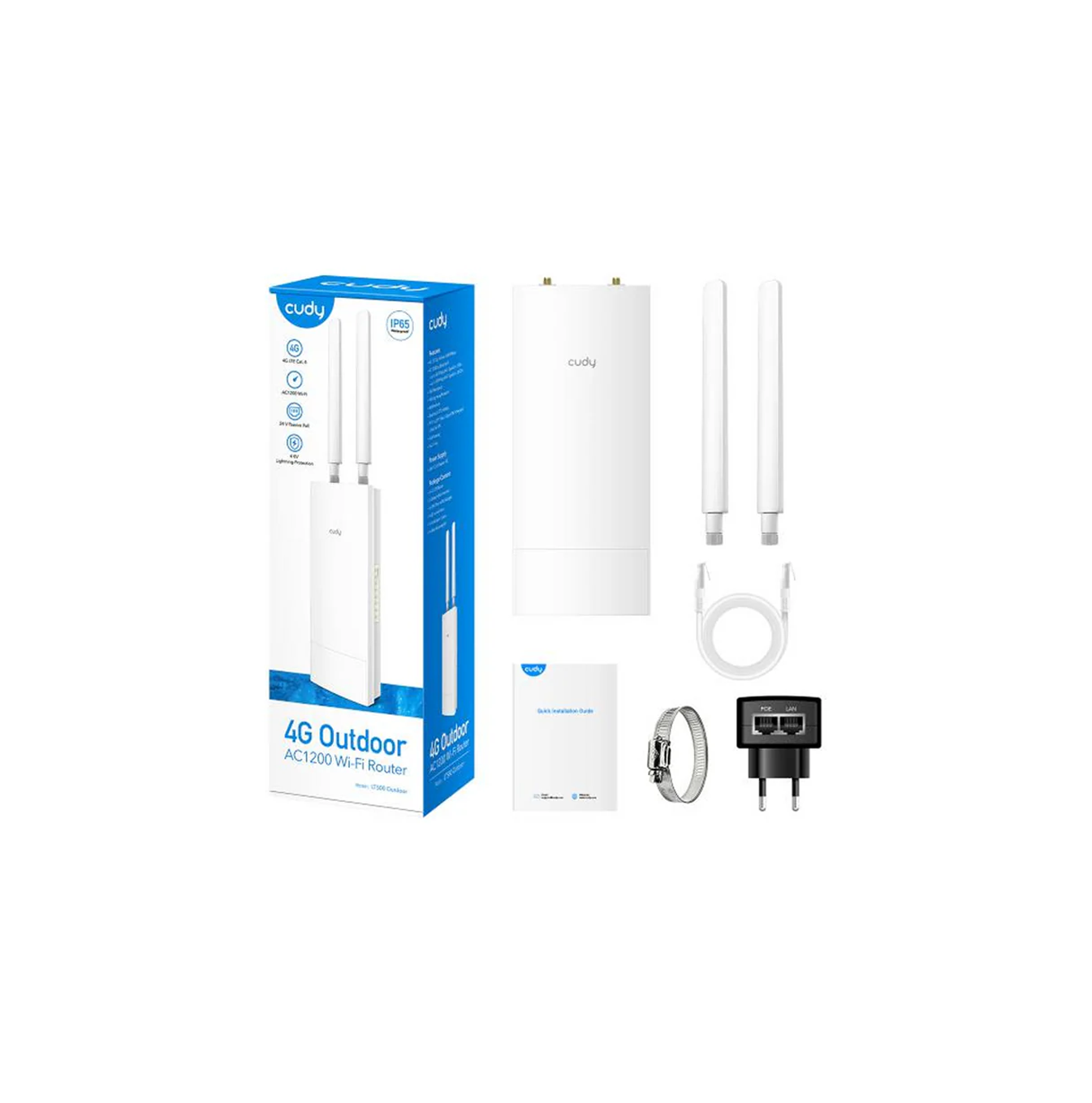 Router de 1 puerto LT500 OUTDOOR-AU Wi-Fi 4G LTE Cat4 300M+ 876M Marca: CUDY