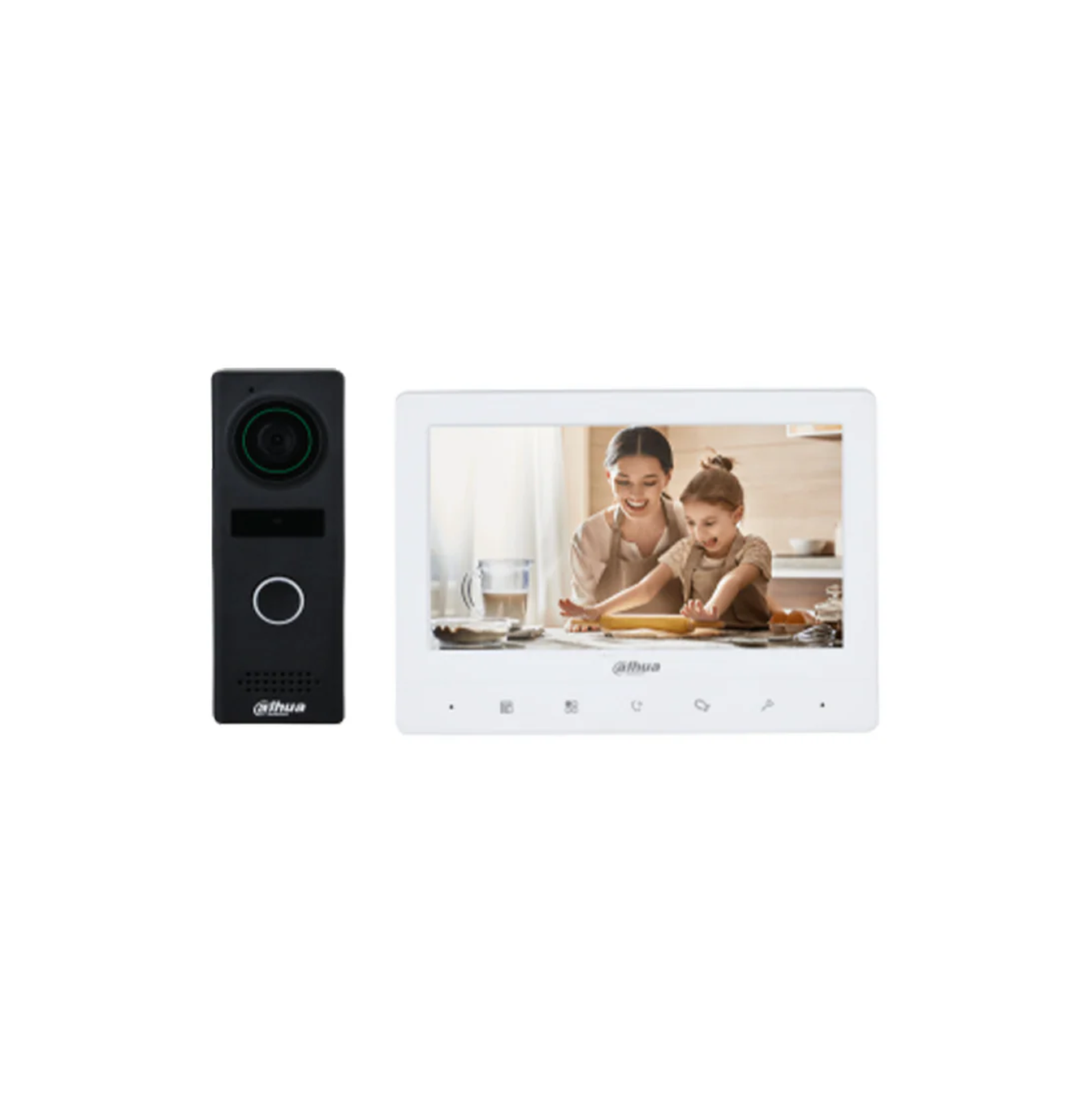 Kit de Videoportero análogo con pantalla de 7 Pulg 2 Door Station + 3 Indoor Monitor Marca: Dahua