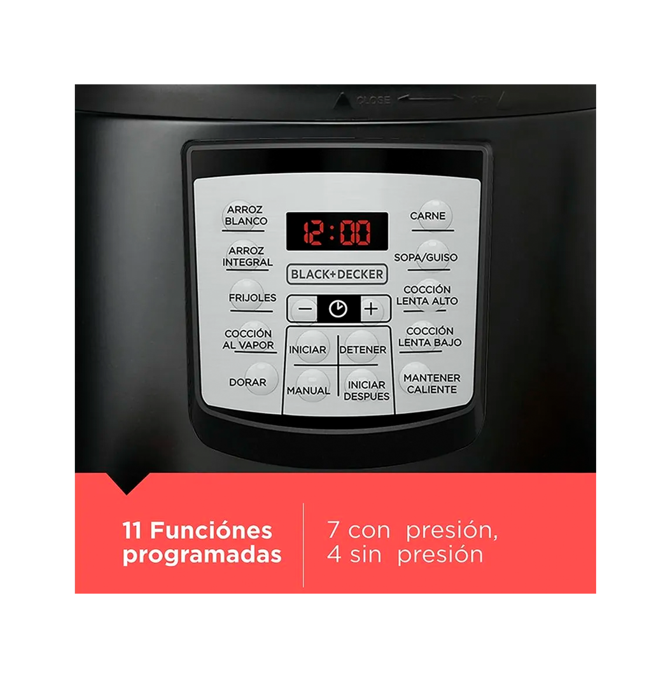 Olla multiusos digital 6l inox PR100B negra Marca: Black + Decker