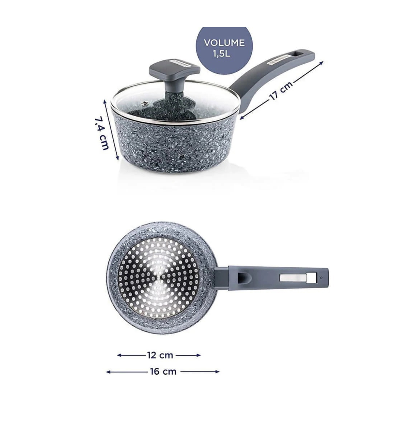 Olla con tapa granito gris 20cm WCSP0070020GGY Marca: Westinghouse