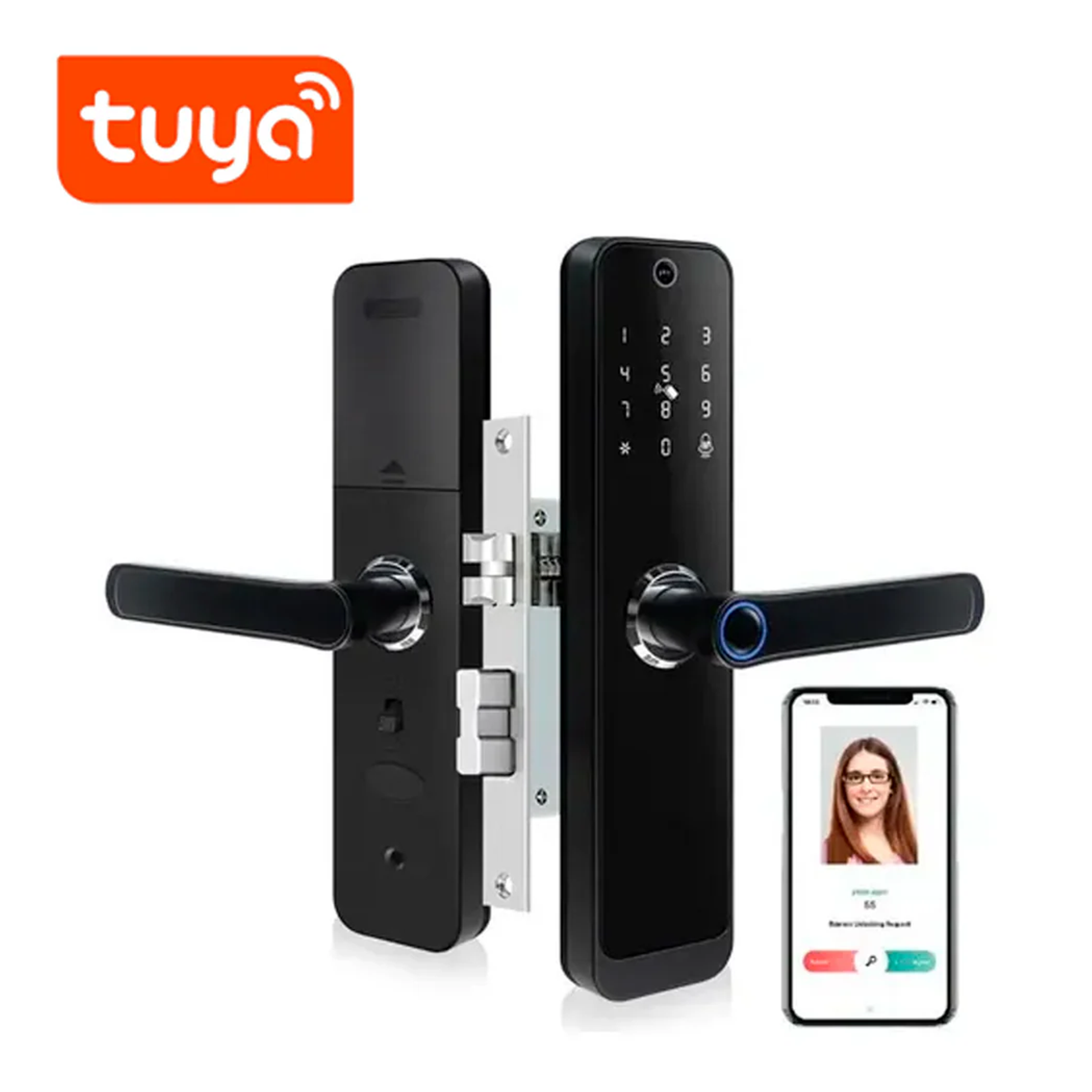 Cerradura WIFI Tecnología Tuya huella + código + tarjeta + APP 300 usuarios batería AA TK-HR07