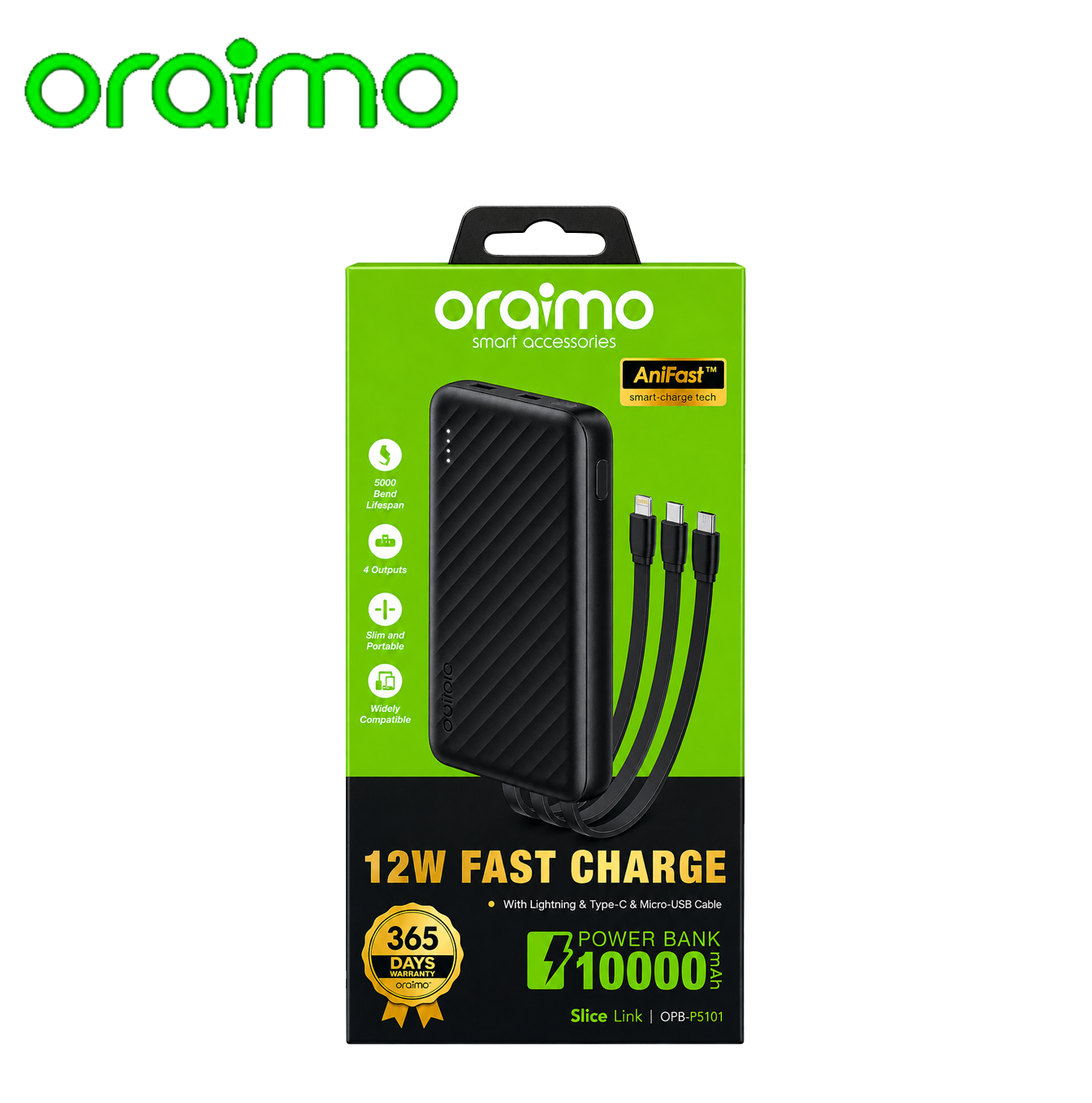 Batería Portátil de 10000MAH OPB-P5101 Marca: Oraimo
