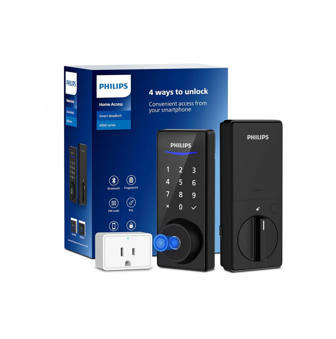 Cerradura inteligente Philips de huella digital y código Wi-Fi con acceso remoto Marca: Philips