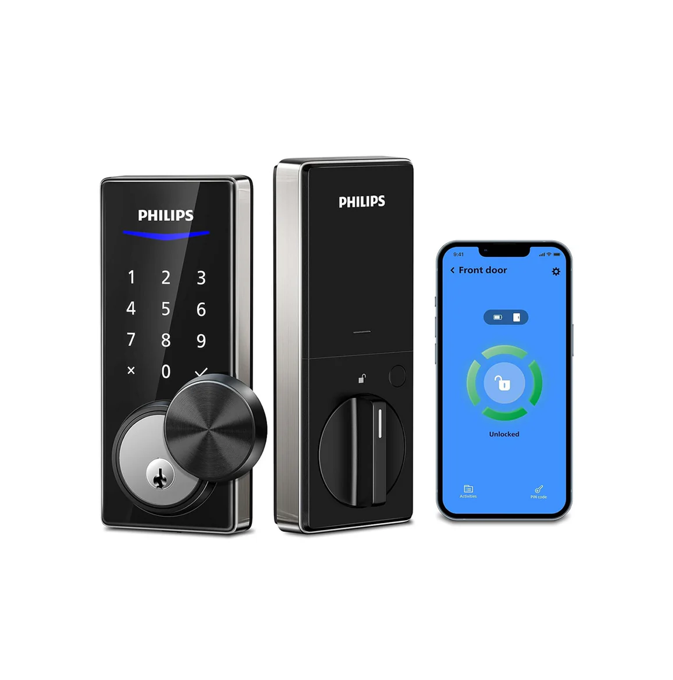 Cerradura inteligente Philips de código y llave con control bluetooth Marca: Philips