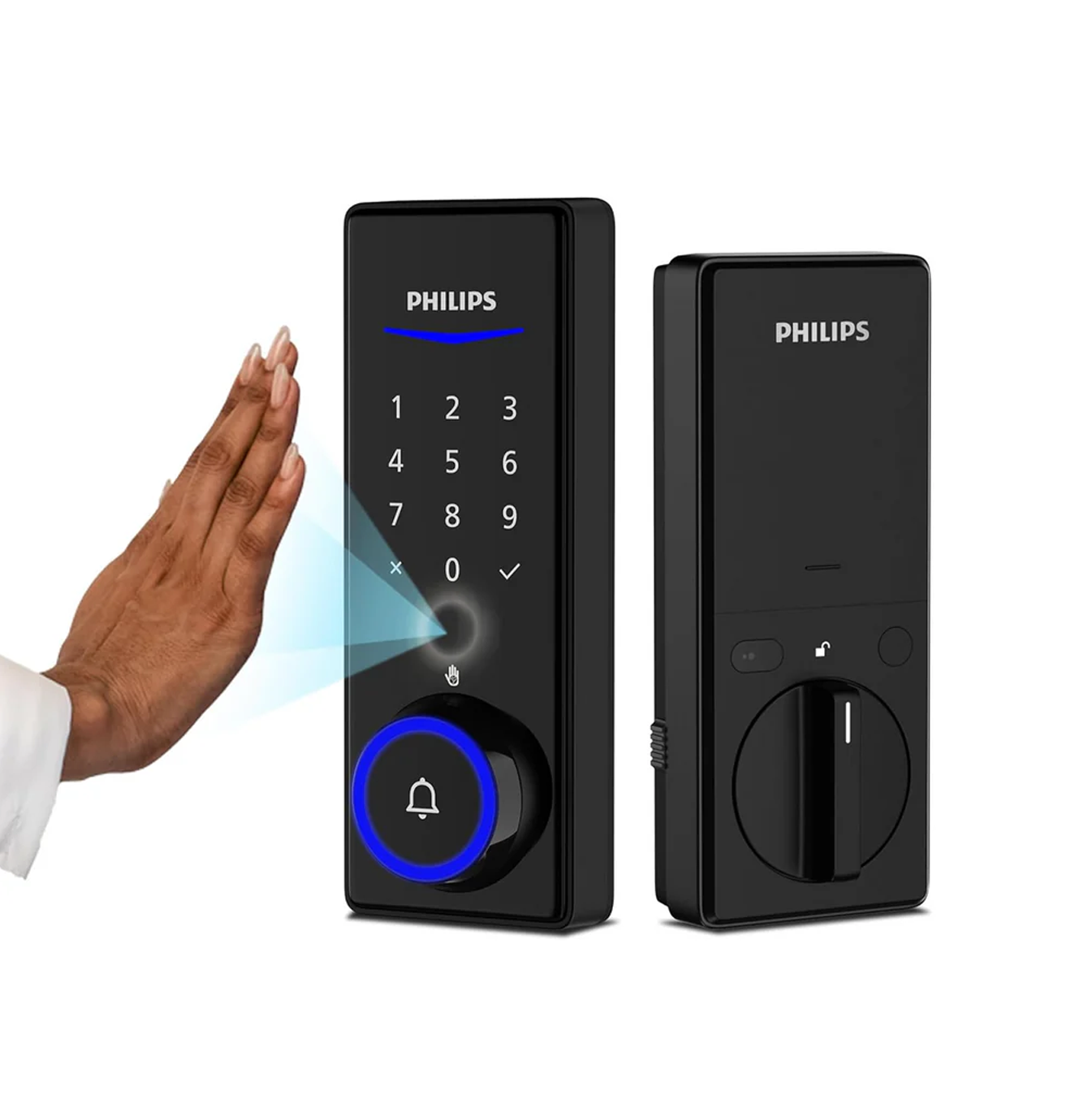 Cerradura inteligente Philips con reconocimiento de palma y timbre incorporado con acceso remoto Wi-Fi Marca: Philips