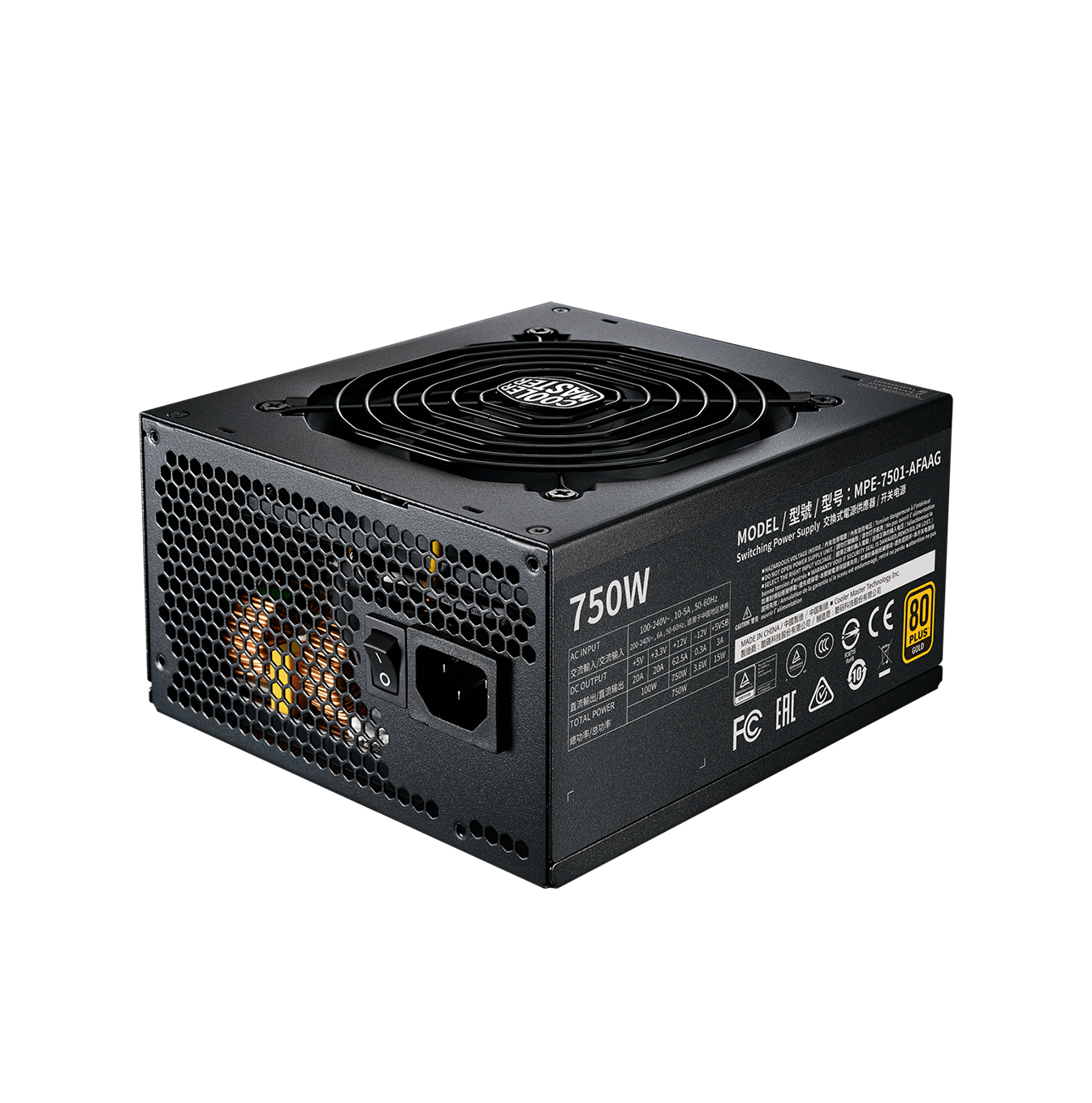 Fuente de poder MWE GOLD V2 750W A/WO CABLE Marca: Cooler Master