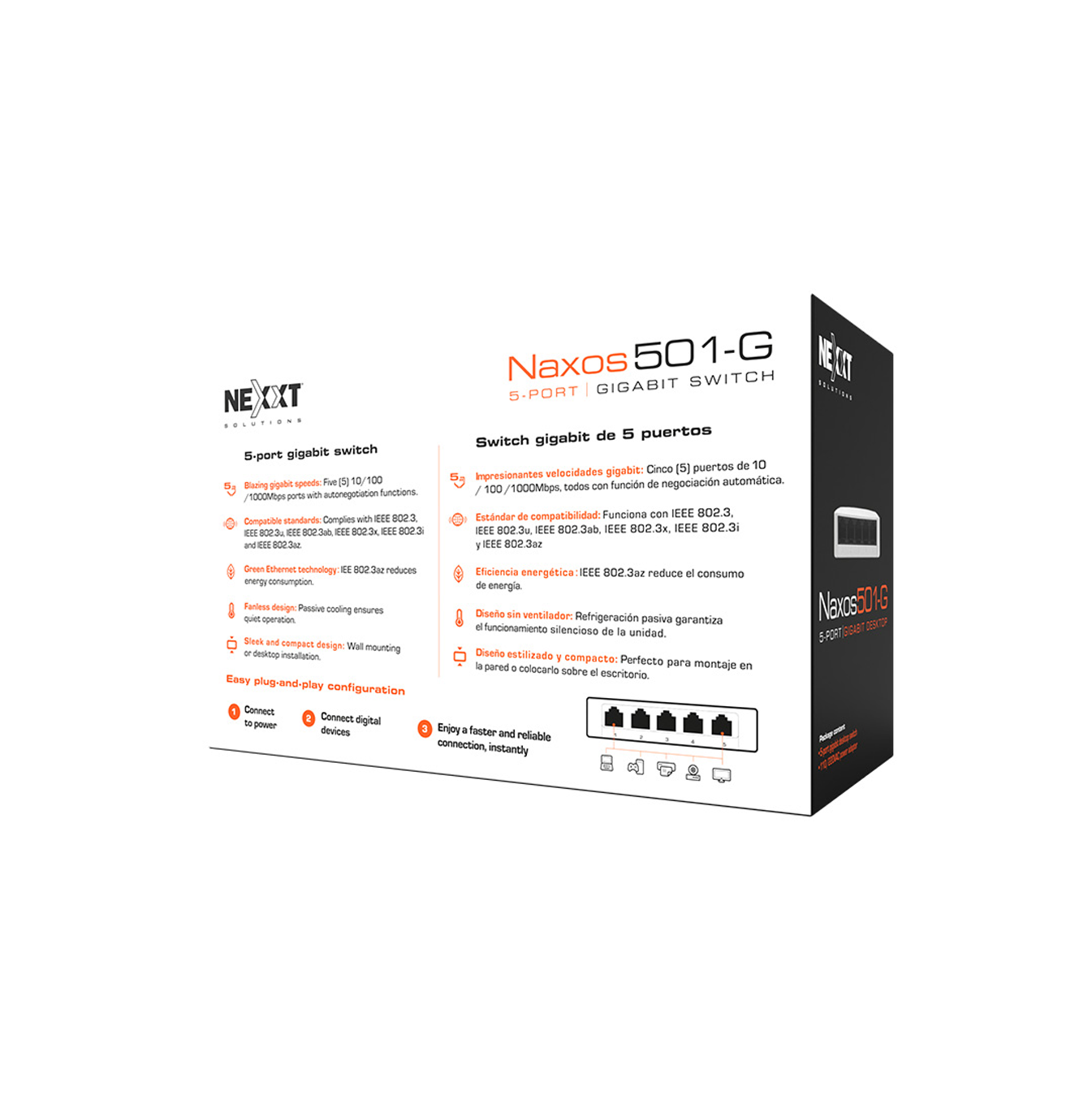 Switch de 5 puertos 1 gigabit ethernet Marca: Nexxt