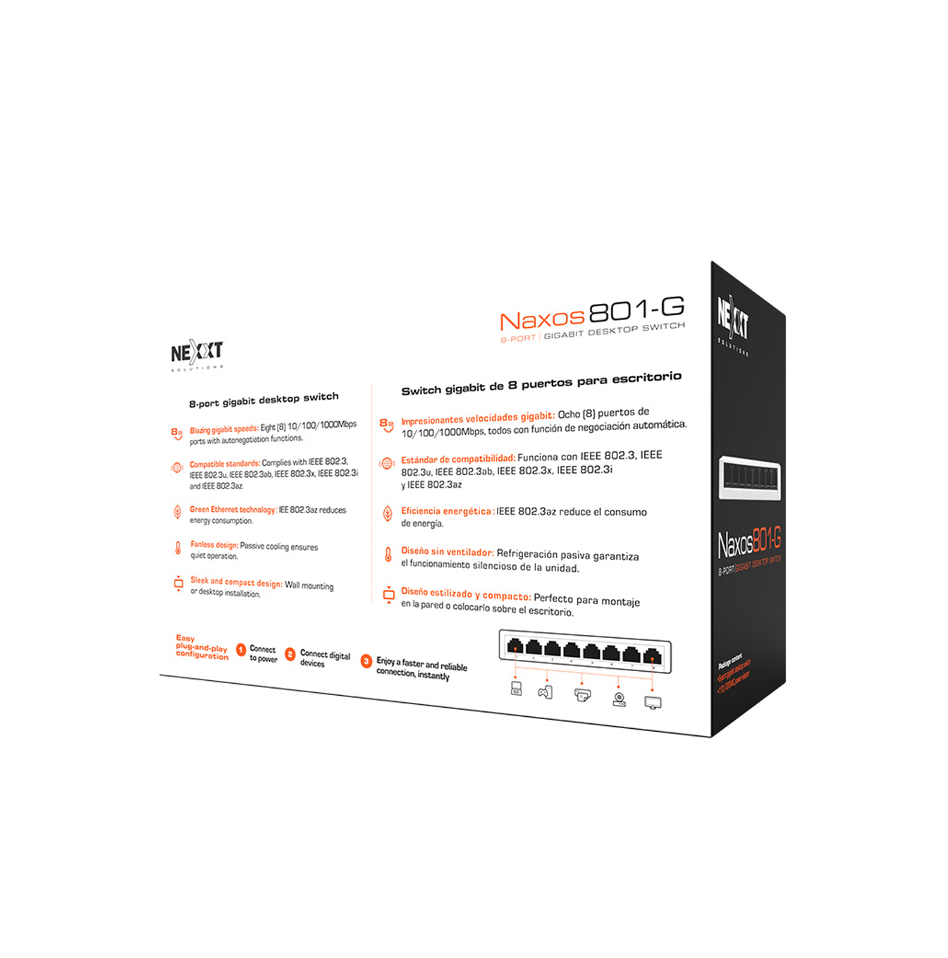 Switch de 8 puertos 1 gigabit ethernet Marca: Nexxt