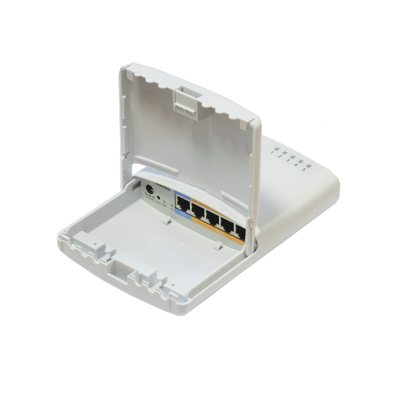 Router con 5 puertos LAN para exteriores PSU PoE Out Marca: Mikrotik