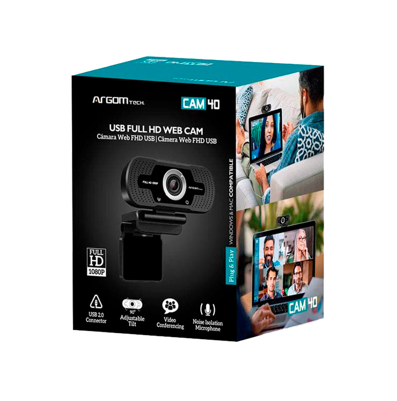 Cámara Web CAM40 Full HD Video+Micrófono 1080P WC-9140BK Marca: Argom