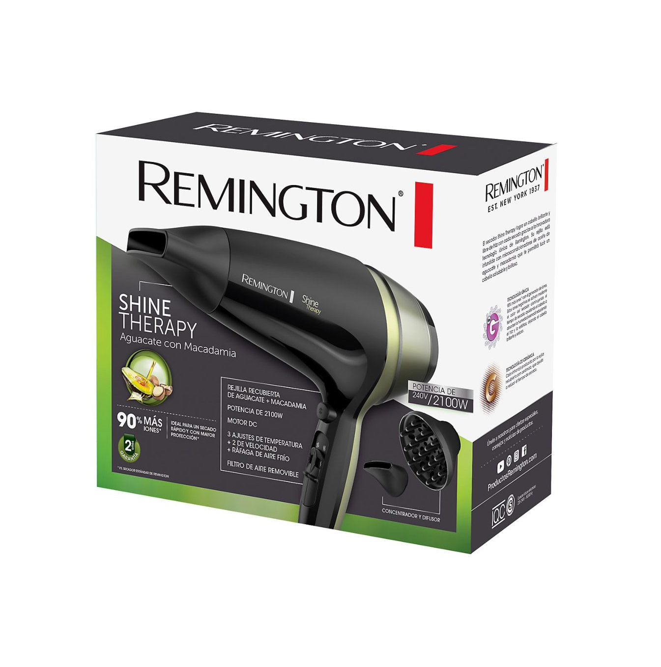 Secadora de cabello c/terapia de aguacate D13A (110) F Marca: Remington