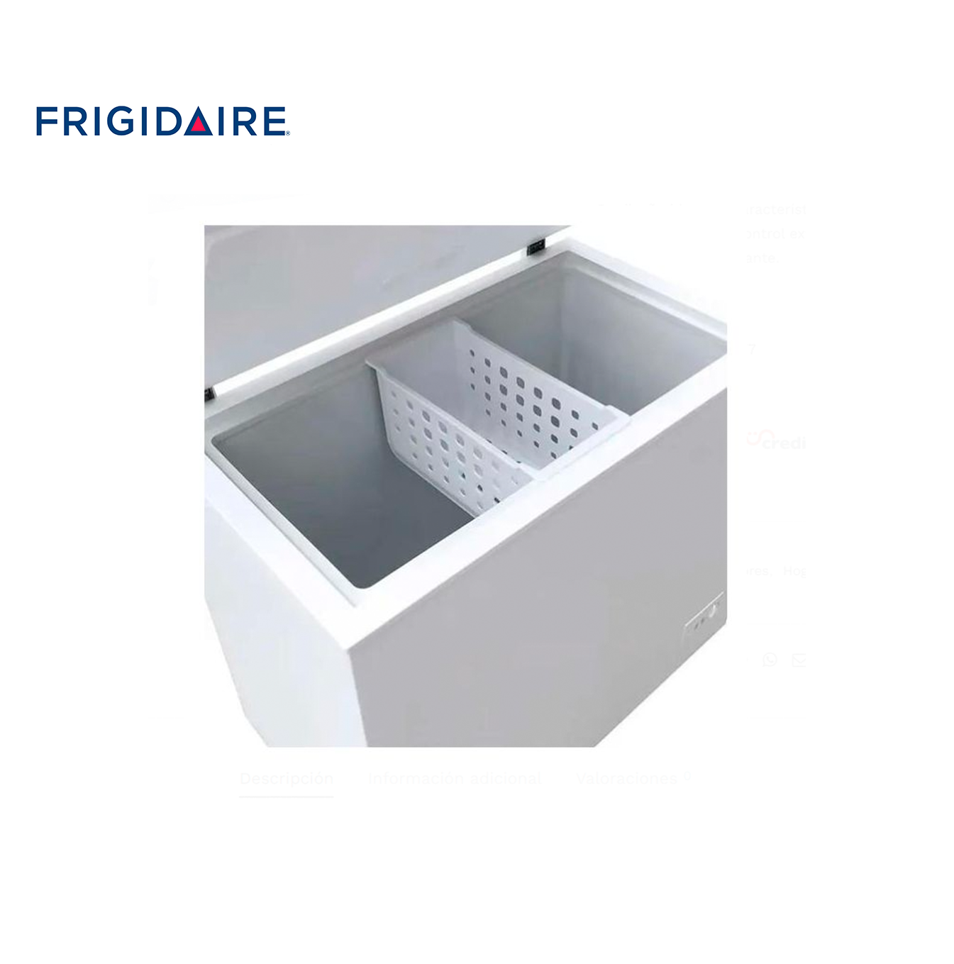 Congelador horizontal 7 pies Blanco FFCC07C3HQW Marca: Frigidaire