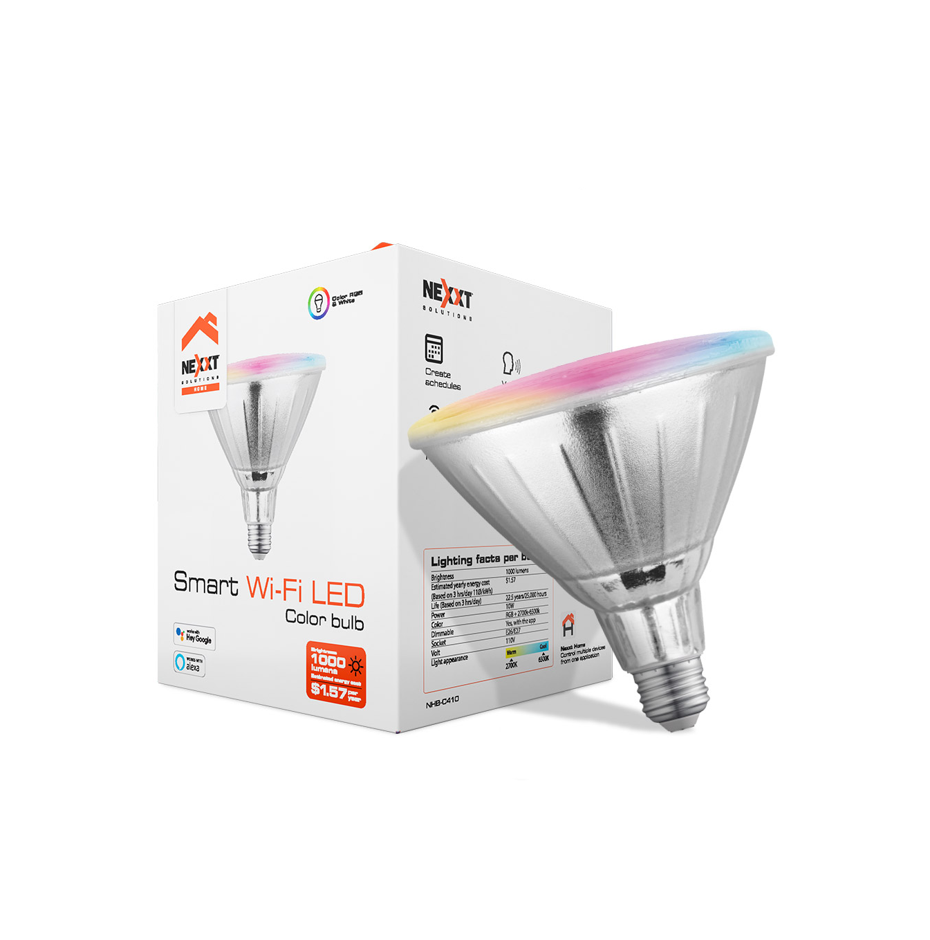 Bombilla inteligente Wi-Fi con LED multicolor NHB-C410 Marca: Nexxt