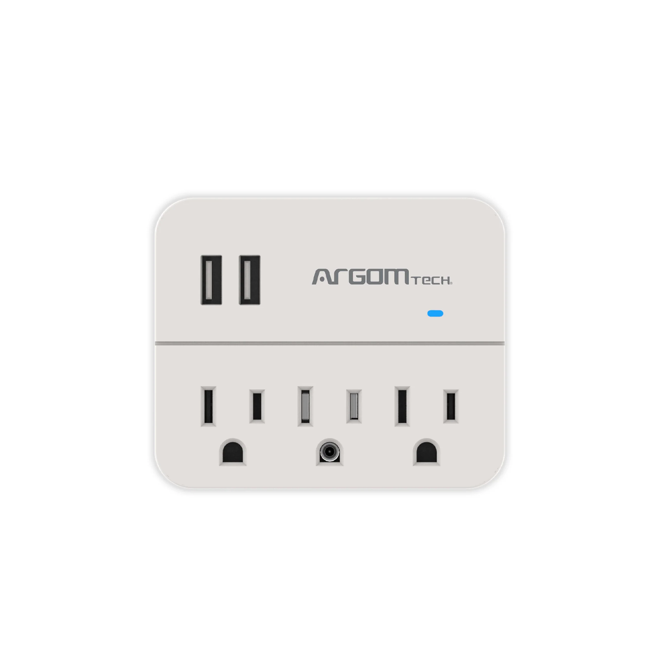 Regleta 3 Outlet 3 y 2 USB Port 110V AC-0266WT Marca: Argom