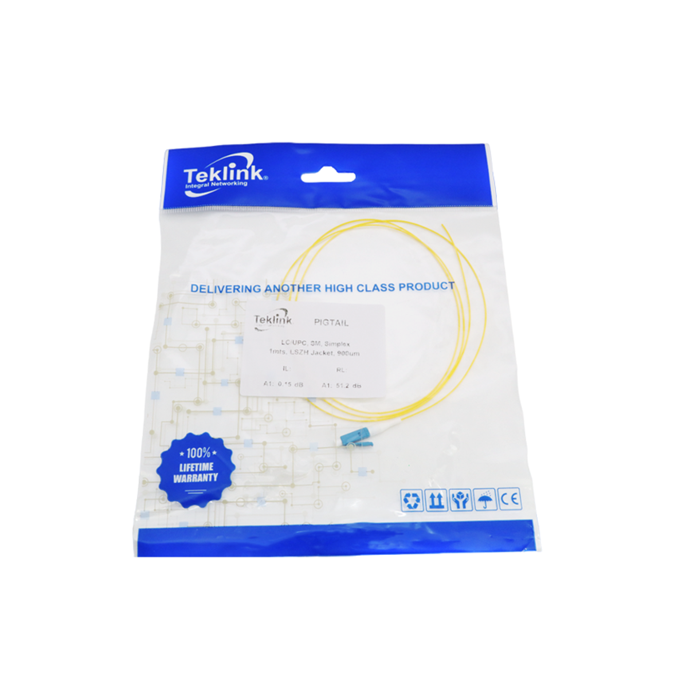 Pigtail fibra LC/UPC 1M SM G652D 0.9MM Marca: Teklink