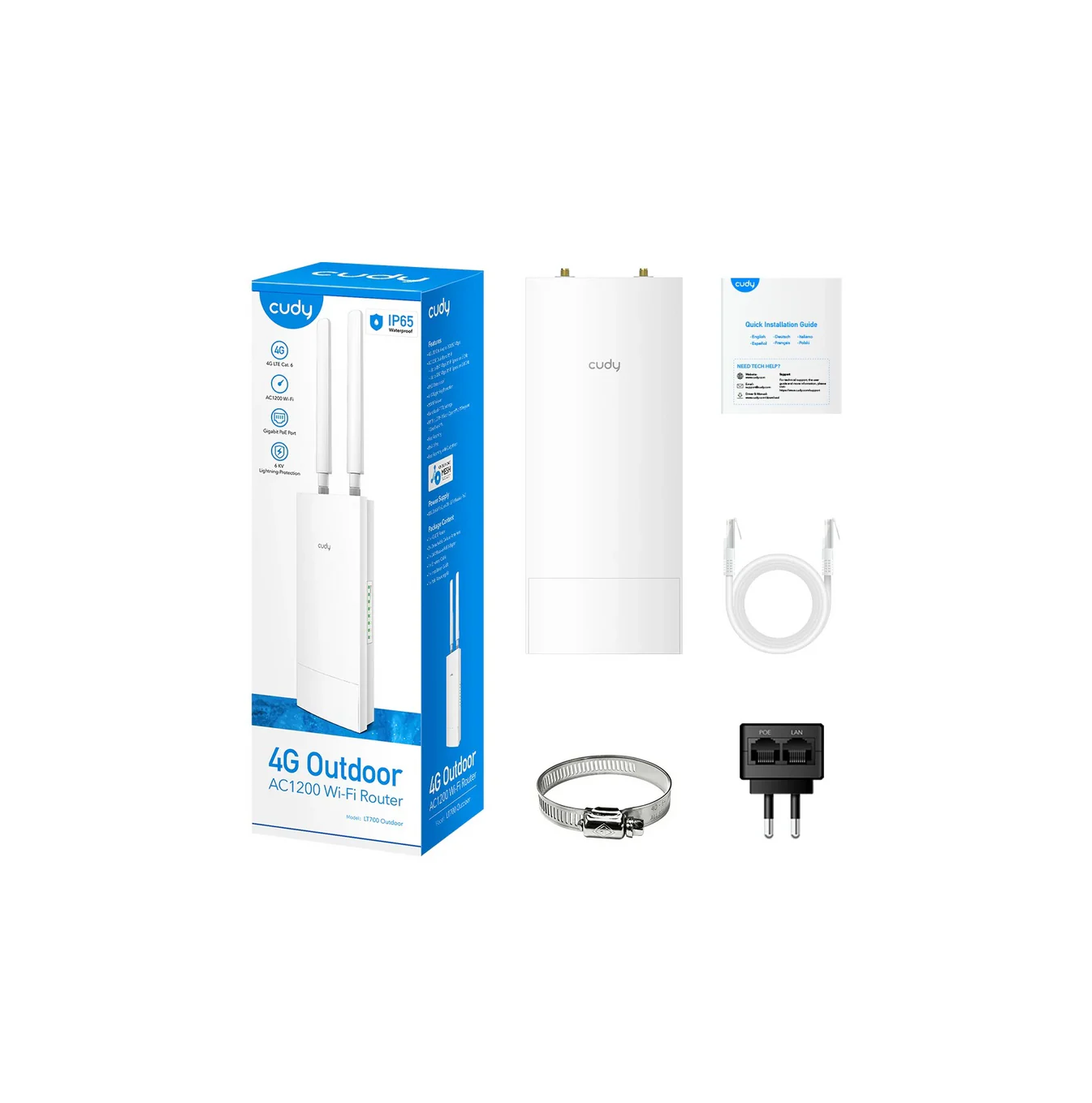 Router LT700 OUTDOOR_EU 1.0 5GHZ Wi-Fi 4G LTE Cat6 con antena desmontable Marca: CUDY
