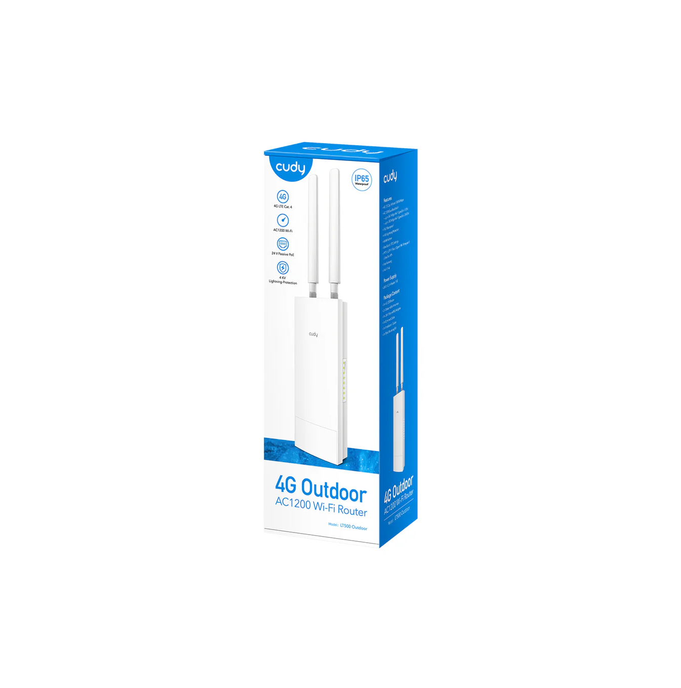 Router de 1 puerto LT500 OUTDOOR-AU Wi-Fi 4G LTE Cat4 300M+ 876M Marca: CUDY