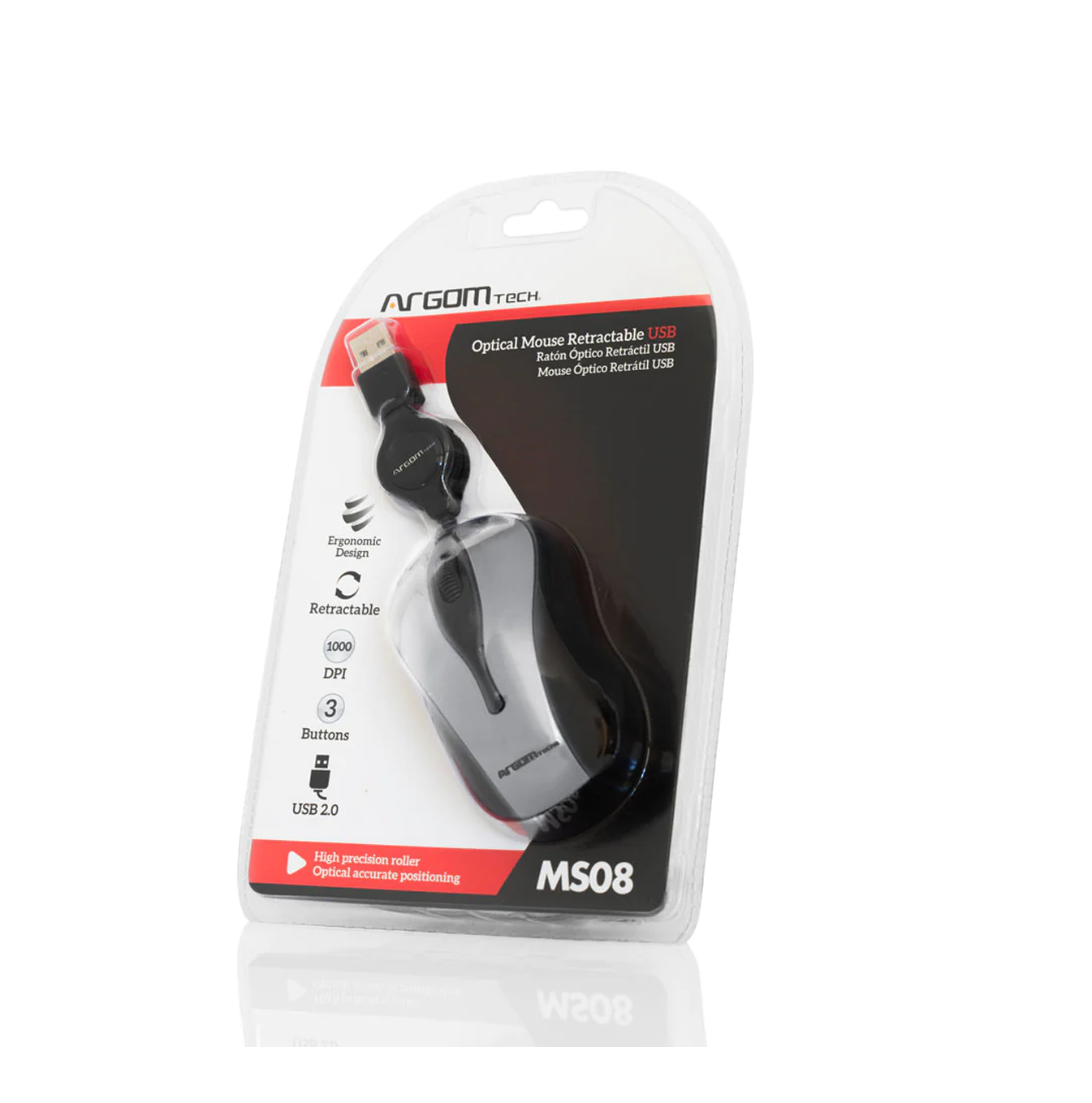 Mouse USB retractible gris 0008GR Marca: Argom