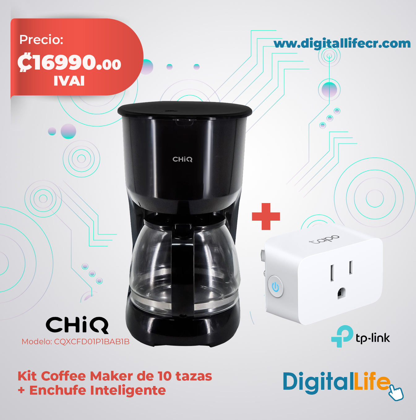 Kit Coffe Maker de 10 tazas + Enchufe inteligente TP-Link