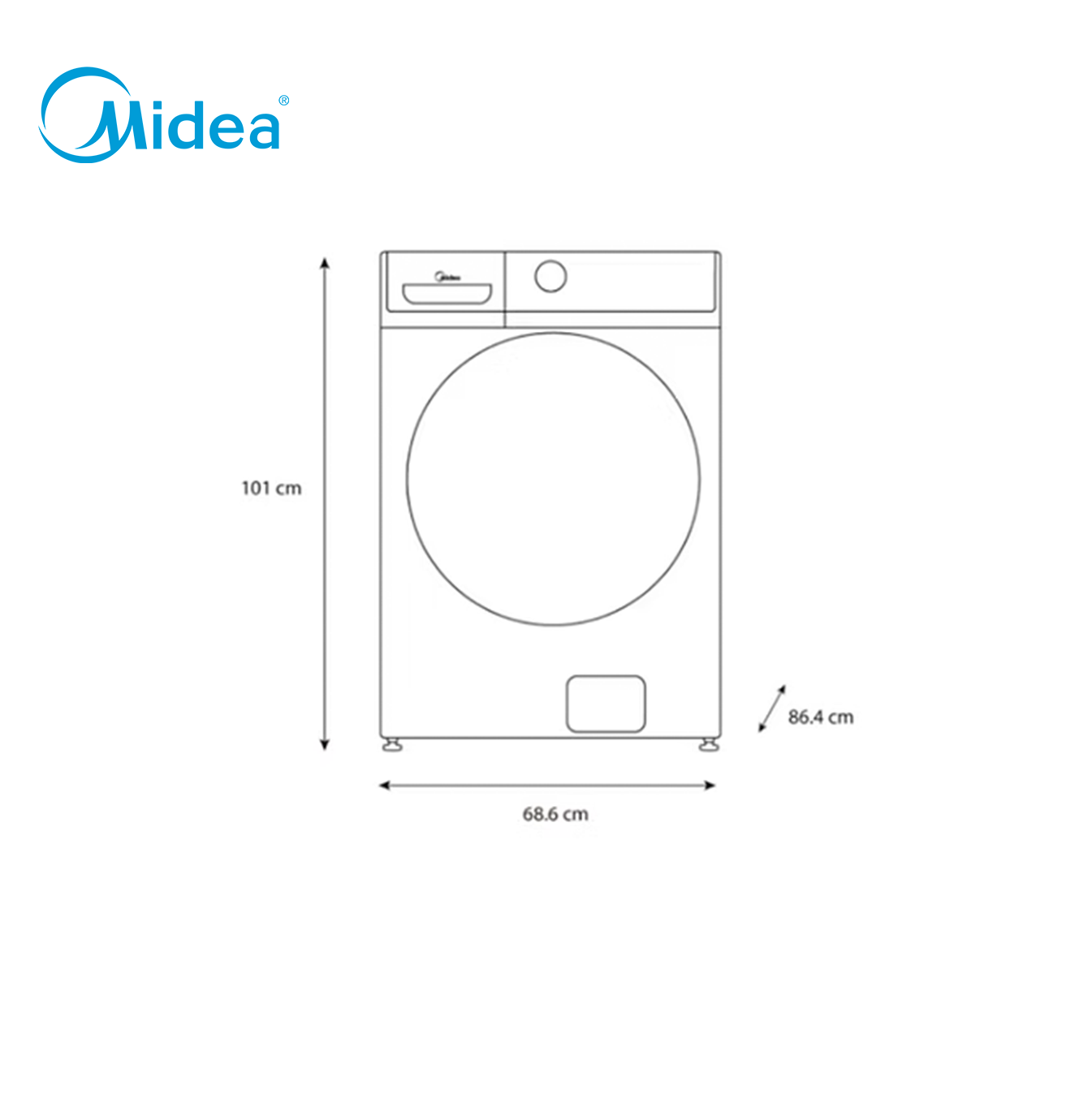 Lavadora carga frontal 21 kg color silver MH04W45/S-CA Marca: Midea