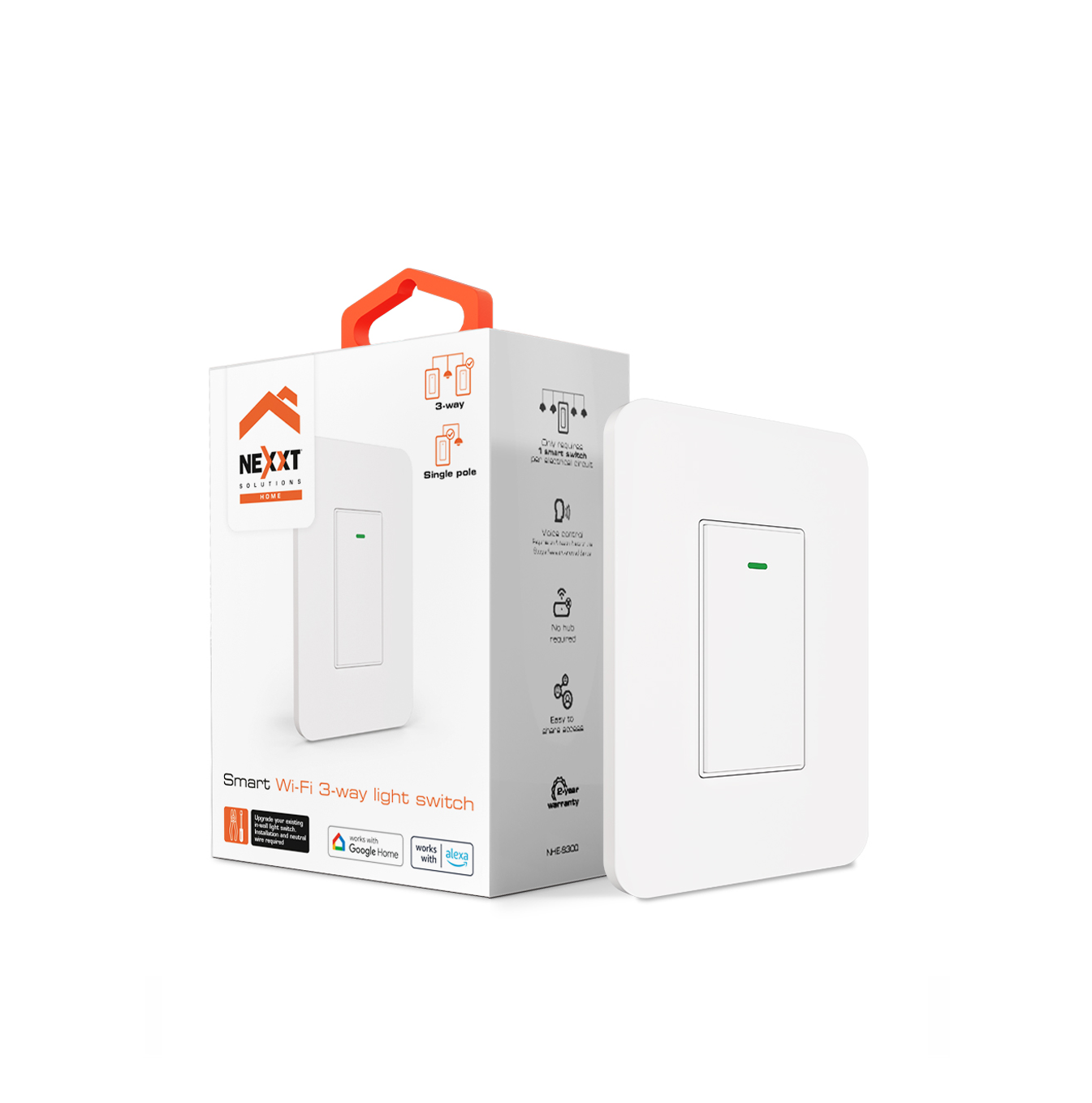 Interruptor de 3 vías inteligente Wi-Fi NHE-S300 Marca: Nexxt