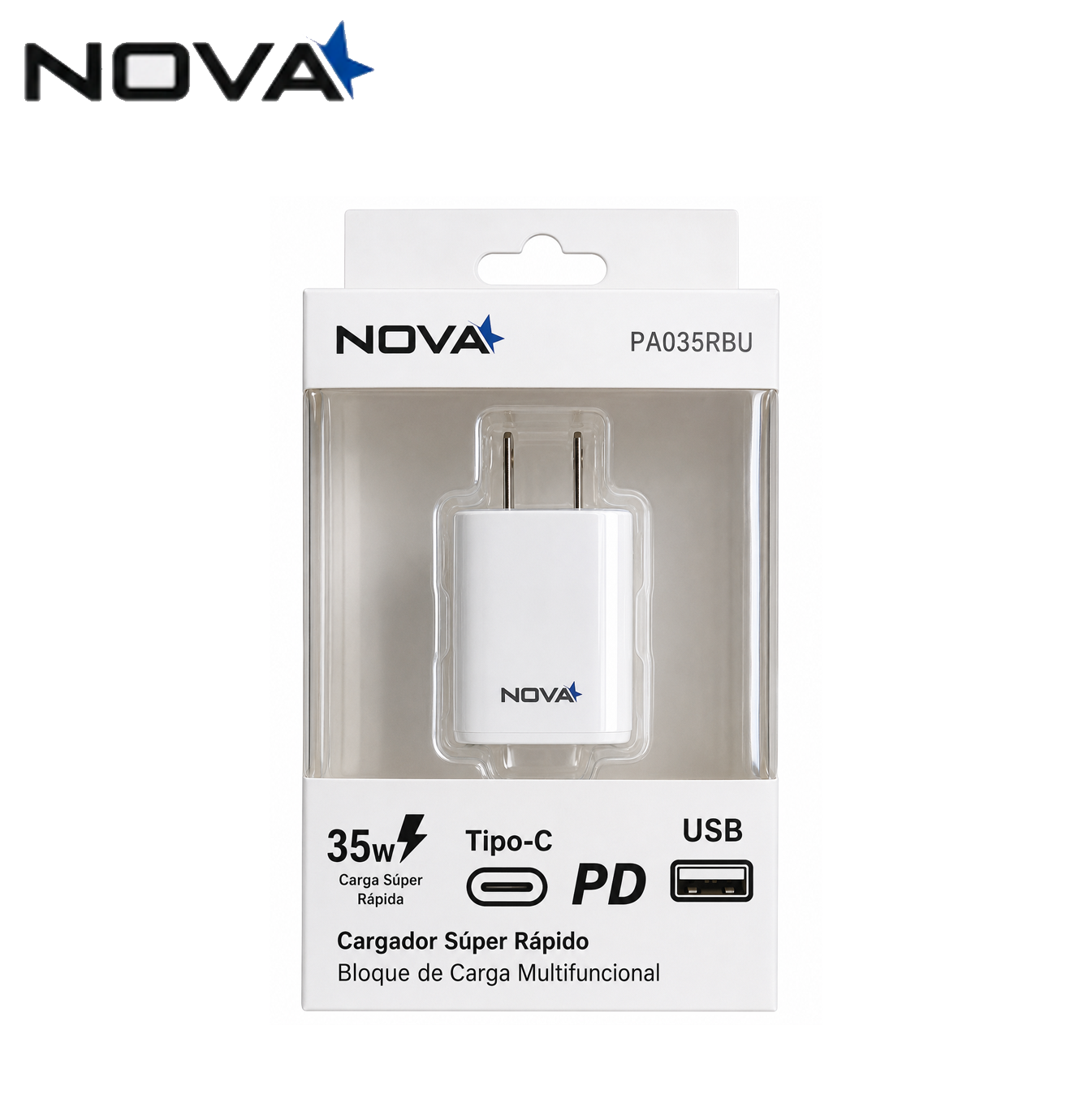 Cargador puertos USB-C USB-A PA035RBU Marca: Nova
