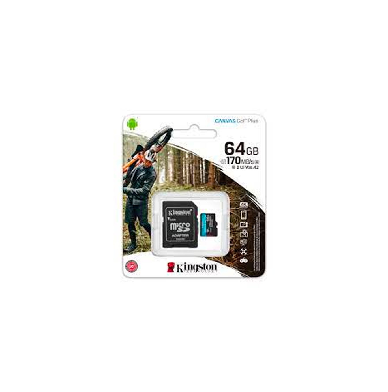 Tarjeta de memoria flash (adaptador microSDXC a SD Incluido) 64 GB Marca: Kingston