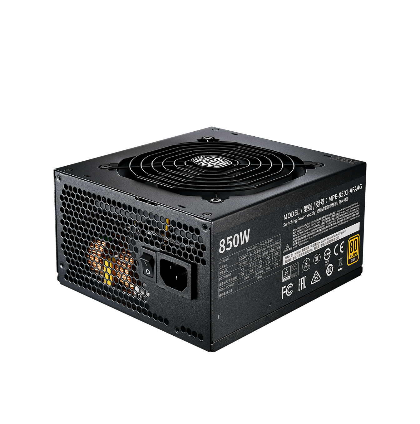 Fuente de poder MWE GOLD V2 850W A/WO CABLE Marca: Cooler Master