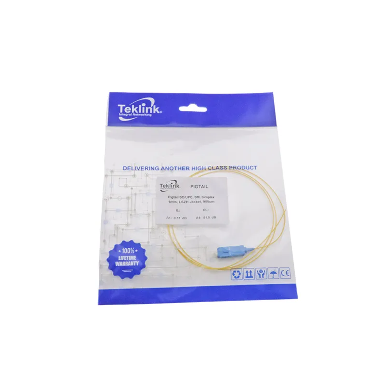 Pigtail fibra SC/UPC SM 1M G652D 0.9MM Marca: Teklink