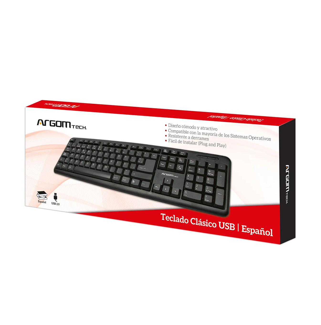 Teclado standard membrana USB español negro ARG-KB-7414 Marca: Argom