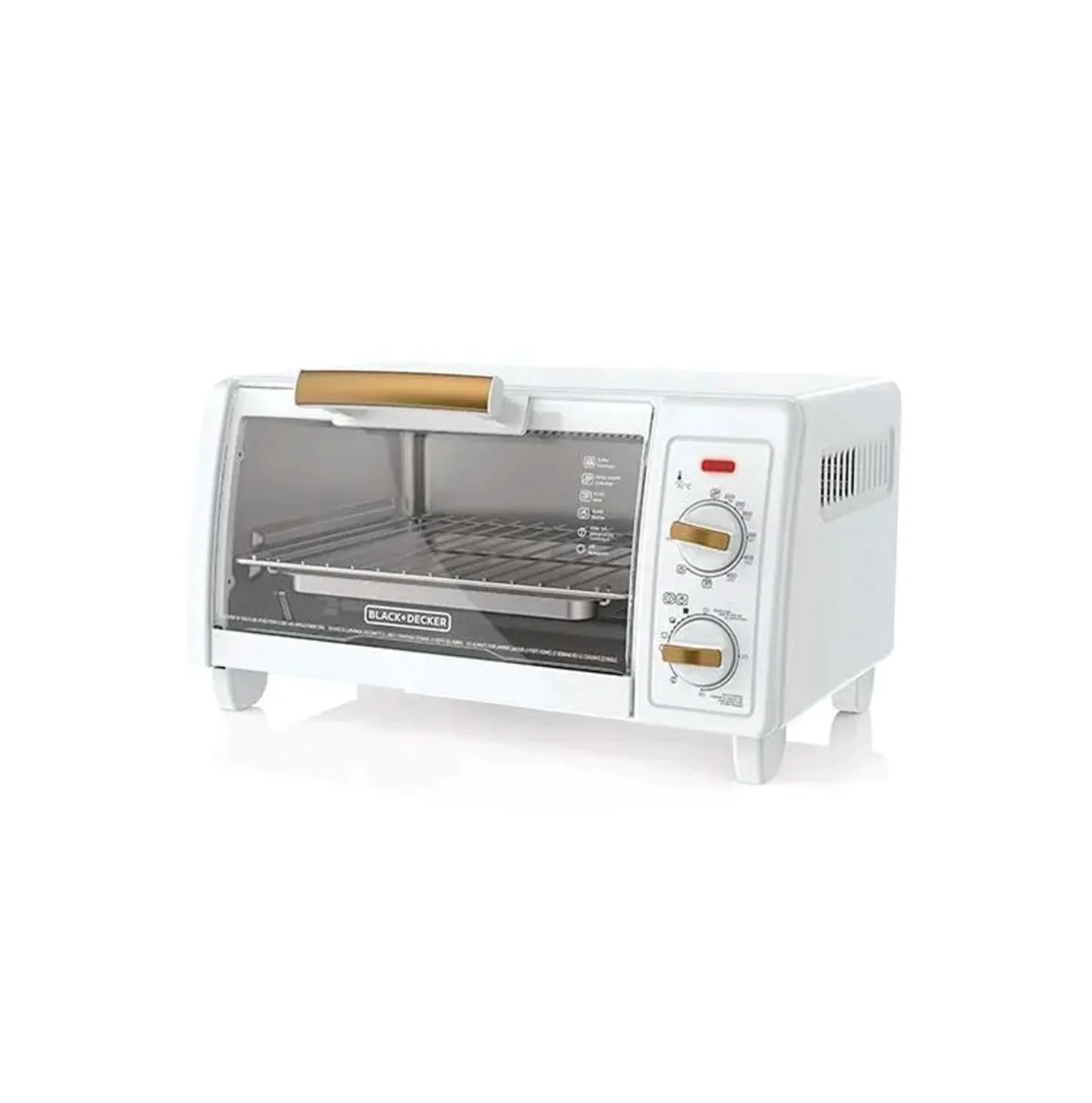 Horno tostador de 4 rebanadas con controles blanco dorado F-TO1705G Marca: Black + Decker