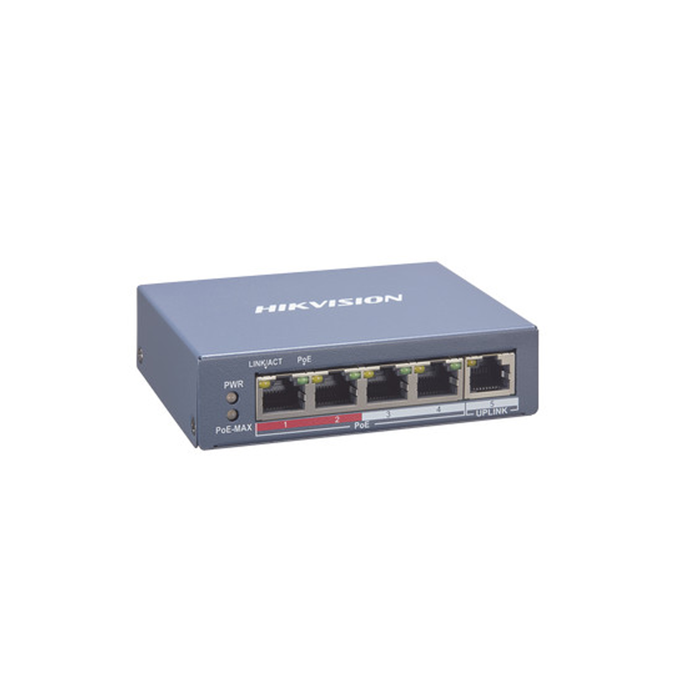 Switch monitoreable PoE+ 4 puertos 10/100 Mbps PoE+ DS3E1105PEI/M Marca: Hikvision