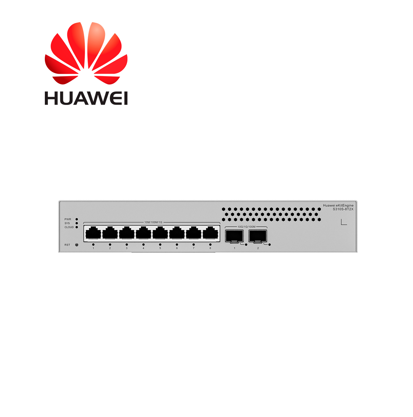 Switch 8 x puertos 10/100/1000BASE-T | 2 x puertos SFP+ de 10GE | Reenvío de paquetes 42Mpps S310S-8T2X Marca: Huawei