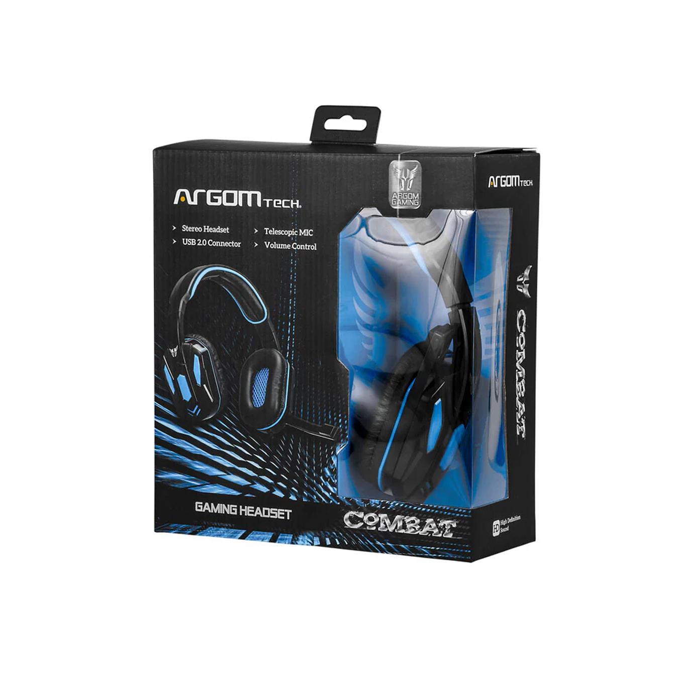 Auriculares Gaming combat USB negro y azul ARG-HS-2845BK Marca: Argom