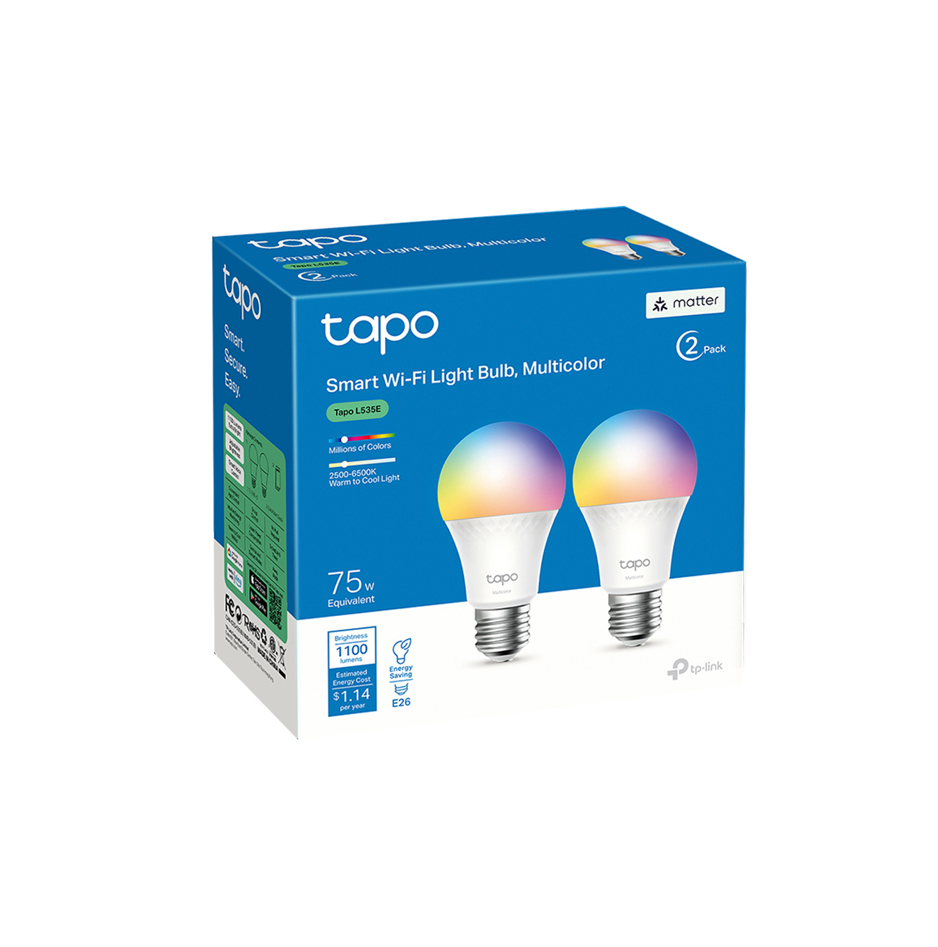 Bombillo inteligente TAPO L535E(2-PACK) Wi-Fi multicolor Marca: TP-LINK