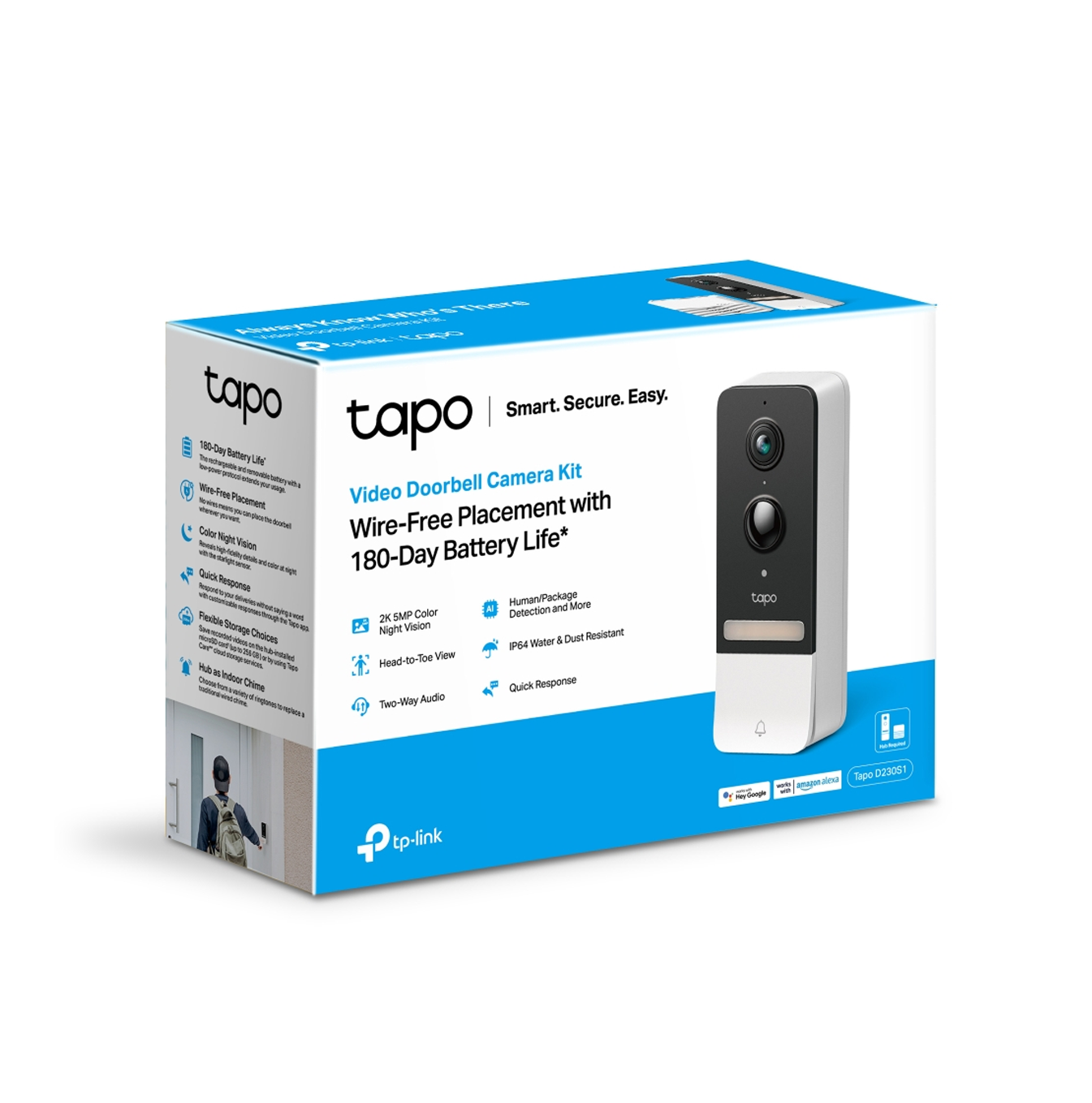 Timbre inteligente con cámara 100% batería Tapo D230S1 Marca: TP-Link