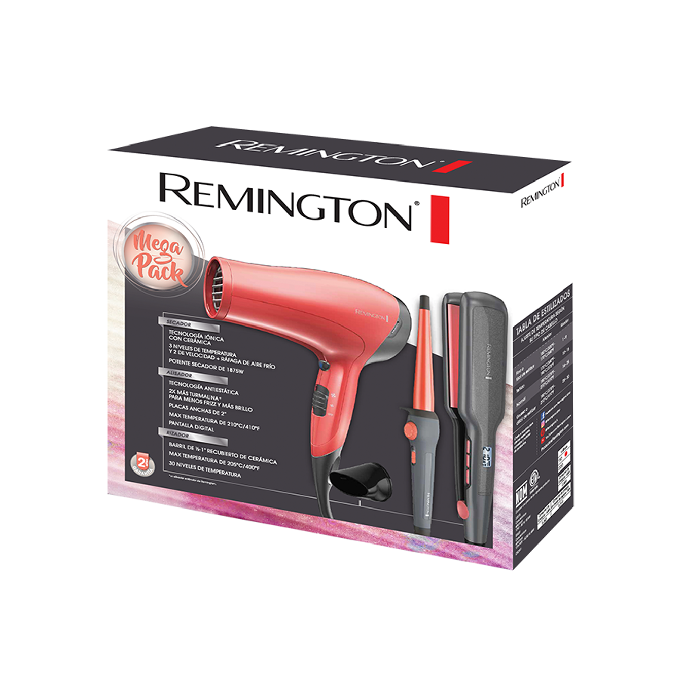 Combo secadora+ plancha+ alisador S5520-D3015MP-F Marca: Remington