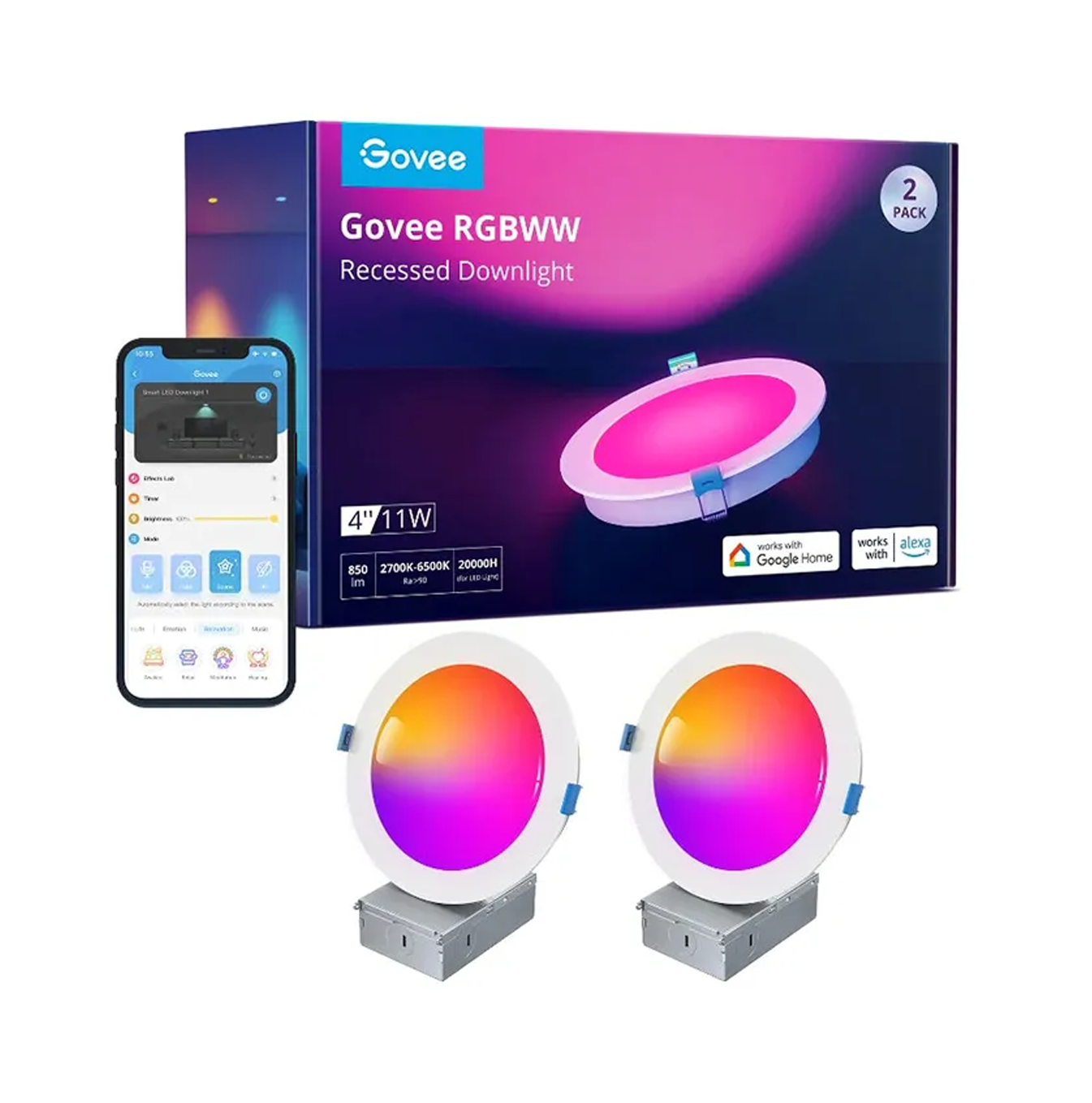 Luces Smart ED Recessed 4 inch 2 packs H601B Marca: Govee