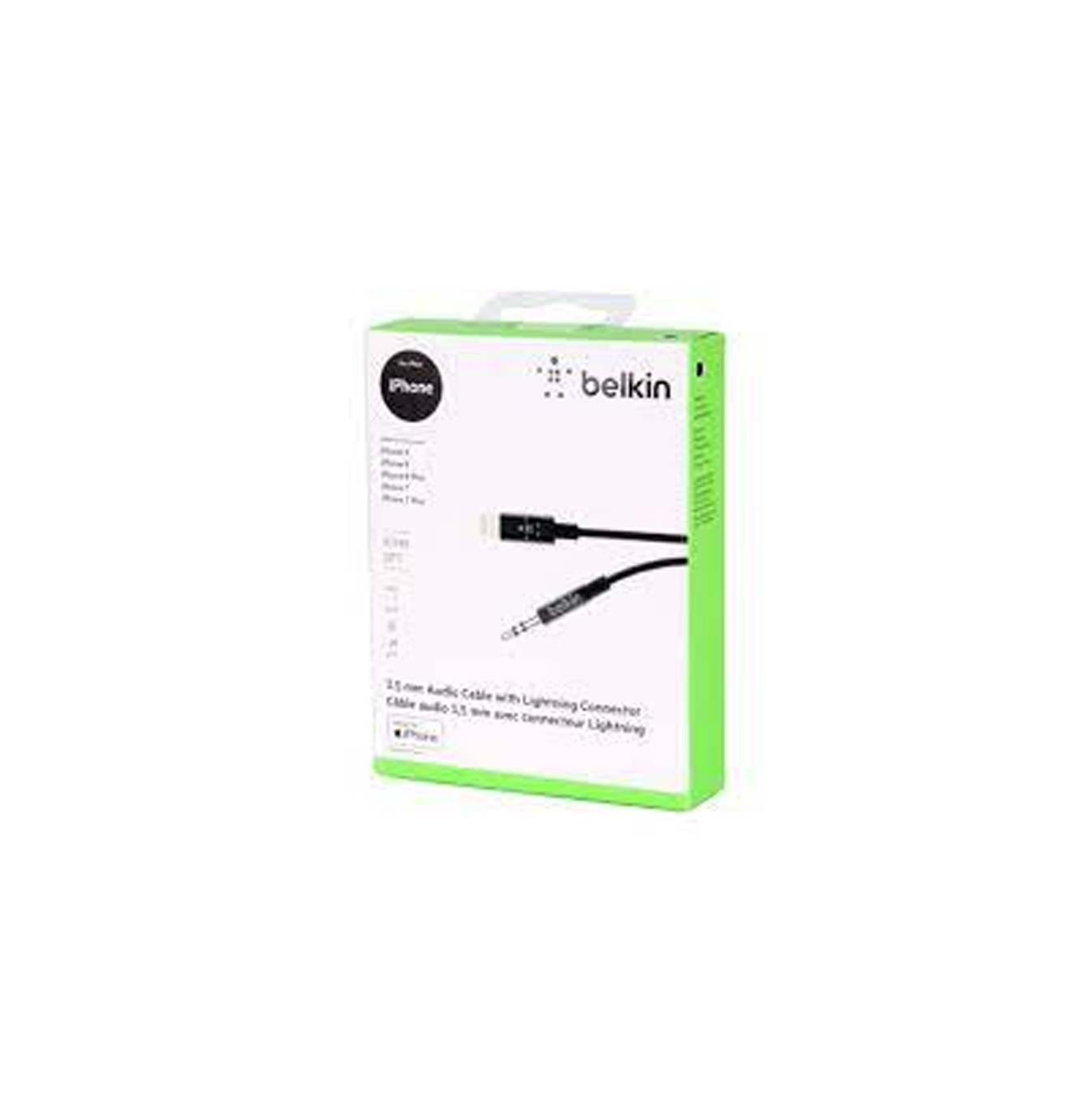 Cable de Lightning a conector de auriculares / Lightning macho a mini-phone stereo 3.5 mm macho Marca: Belkin