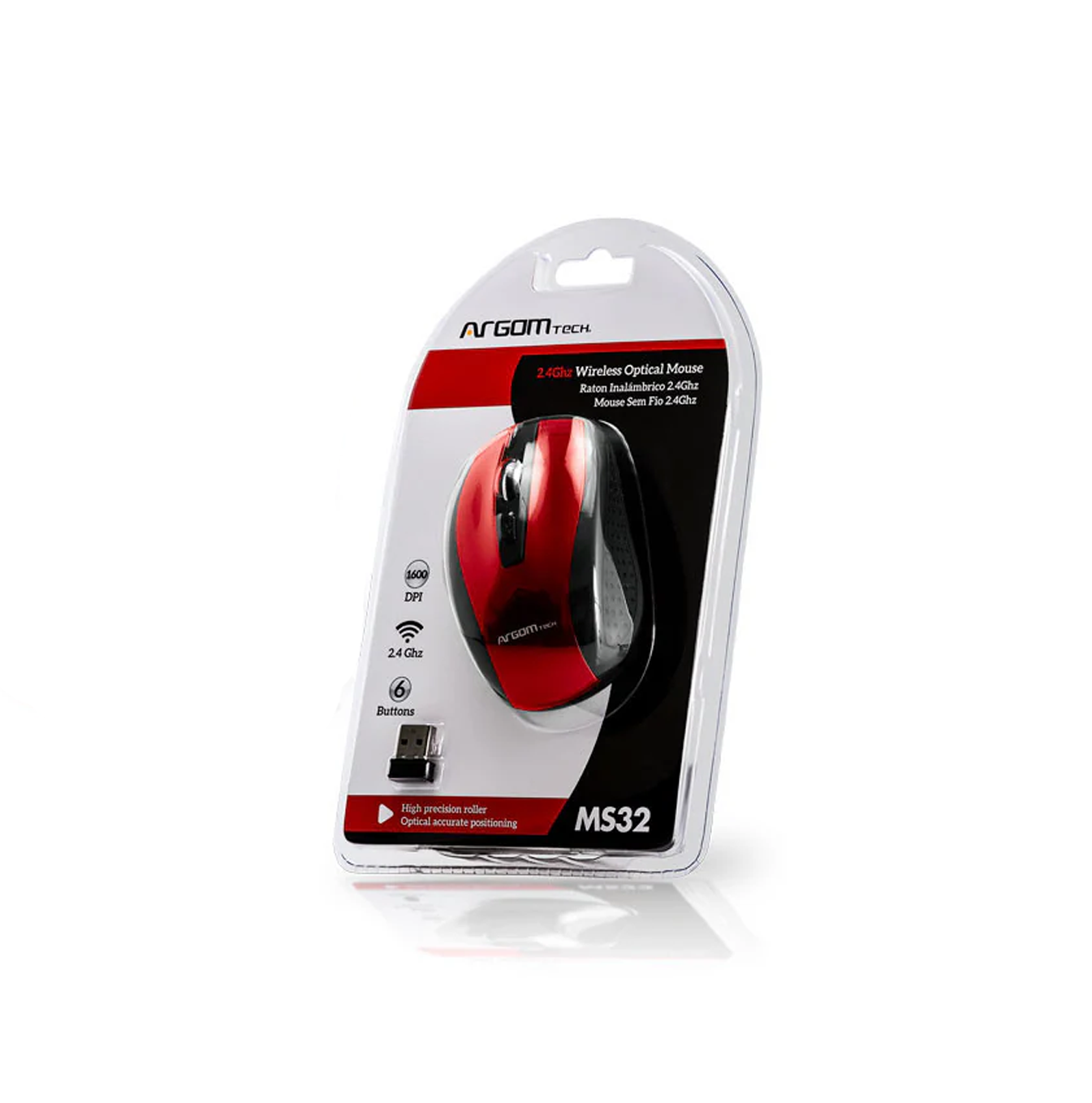 Mouse inalámbrico rojo MS-0032R Marca: Argom