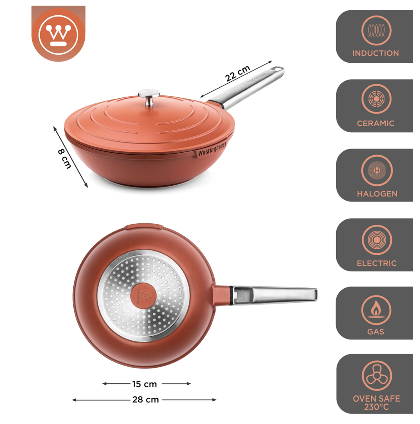 Cacerola baja Performance roja 28cm WCCW0095028OR Marca: Westinghouse