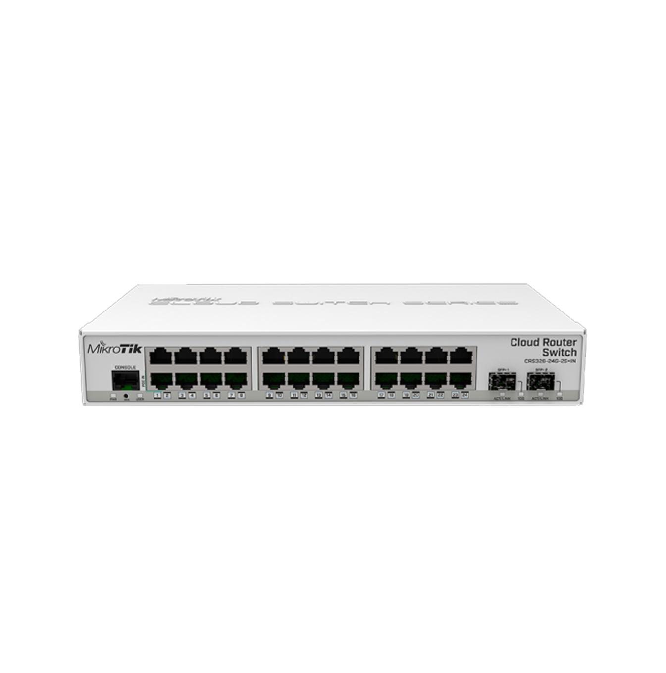 Switch con sistema operativo Dual 24 puertos Gigabit Ethernet y 2 puertos Marca: Mikrotik