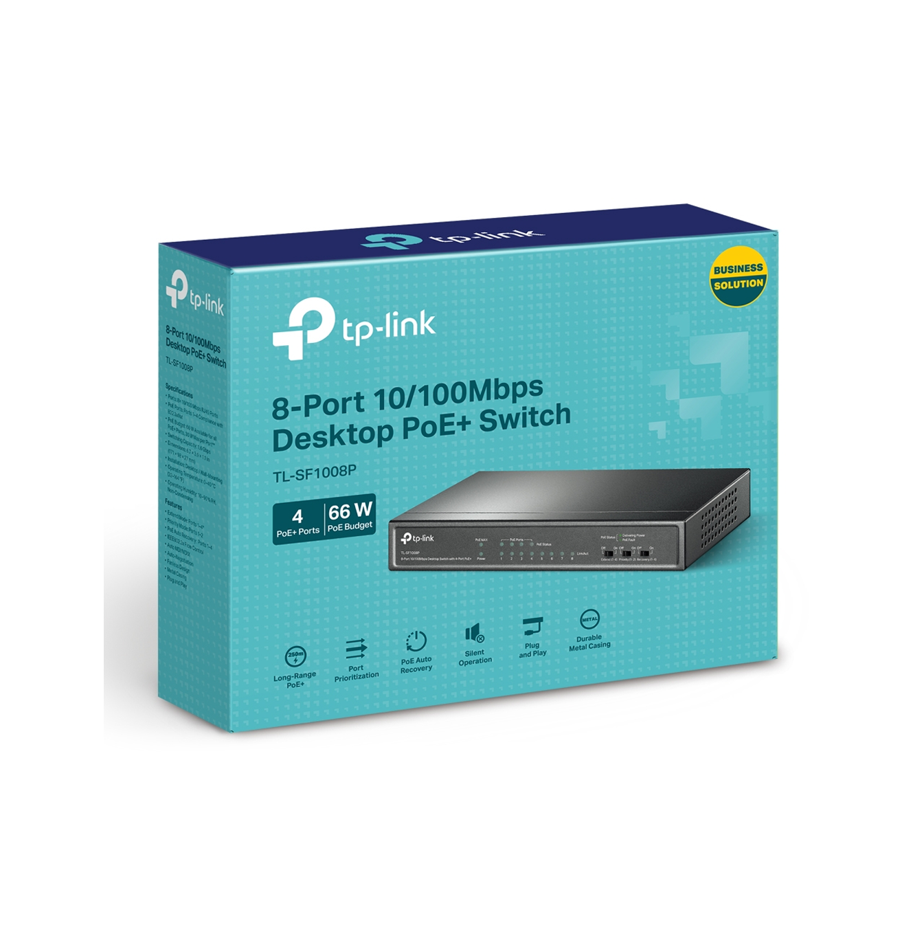 Switch de 8 puertos 10/100 4 puertos POE+ 66W TL-SF1008P Marca: TP-Link