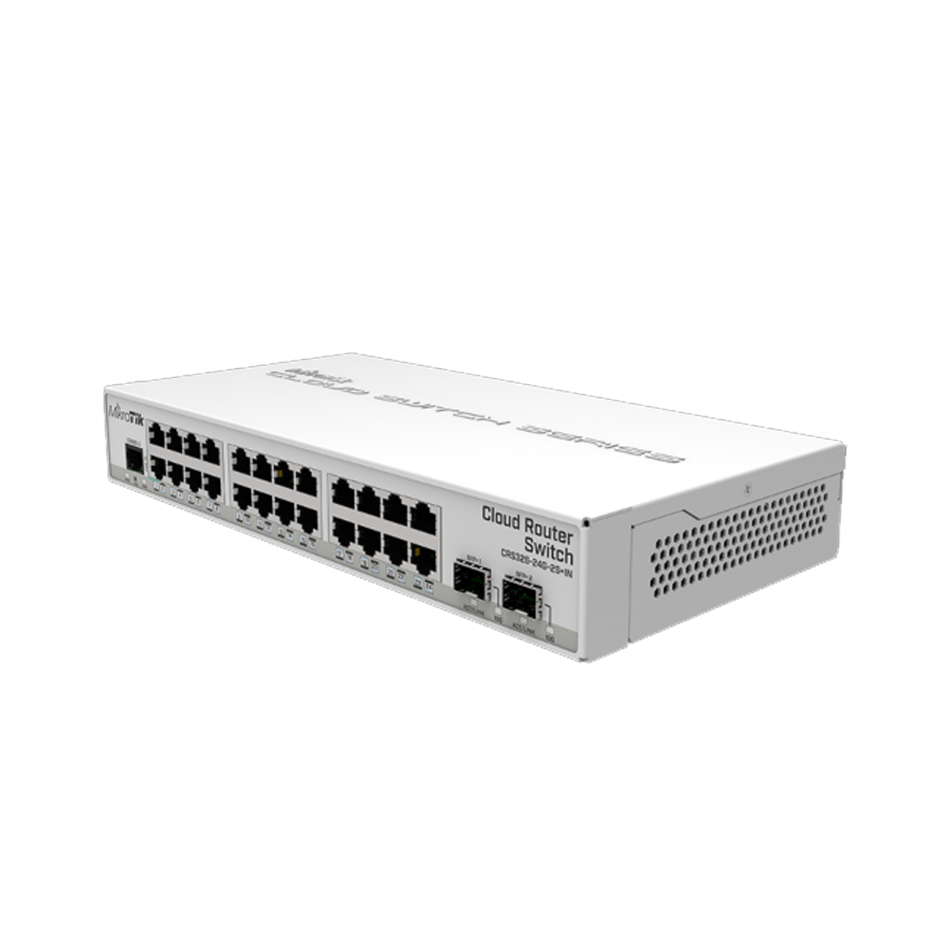 Switch con sistema operativo Dual 24 puertos Gigabit Ethernet y 2 puertos Marca: Mikrotik