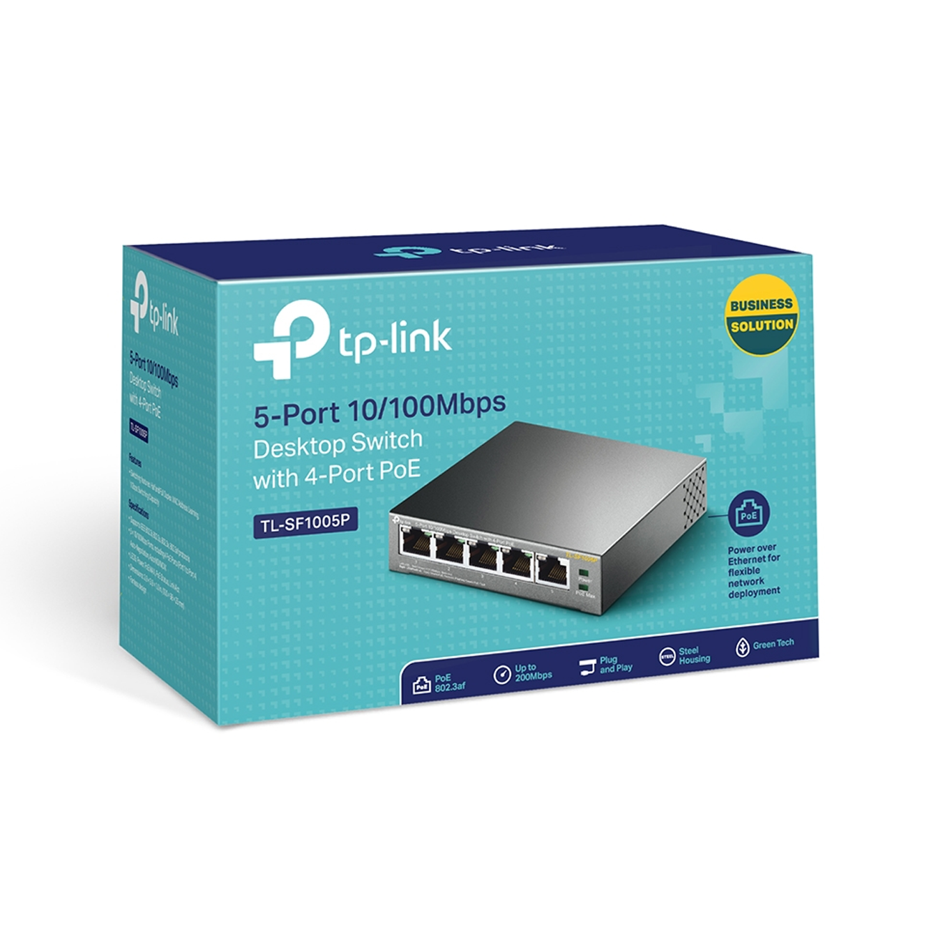 Switch de 5 puertos 10/100MBPS 67W 4 puertos POE+ TL-SF1005P Marca: TP-Link