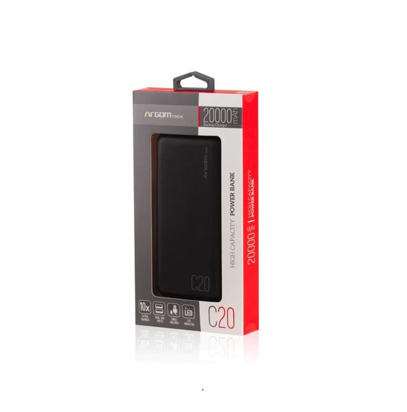 Power Bank C20 20000MAH color negro Marca: Argom