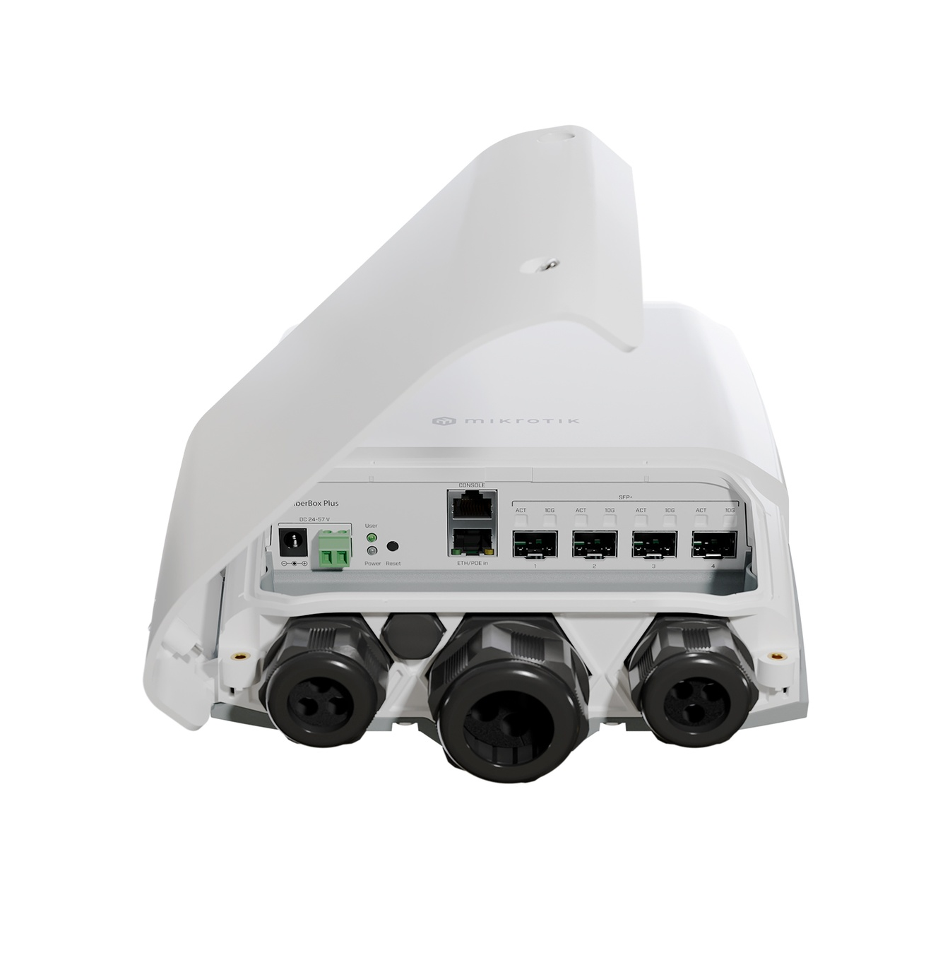 Switch administrable sistema operativo Dual 4 puertos 10G SFP+ para EXTERIOR Marca: Mikrotik