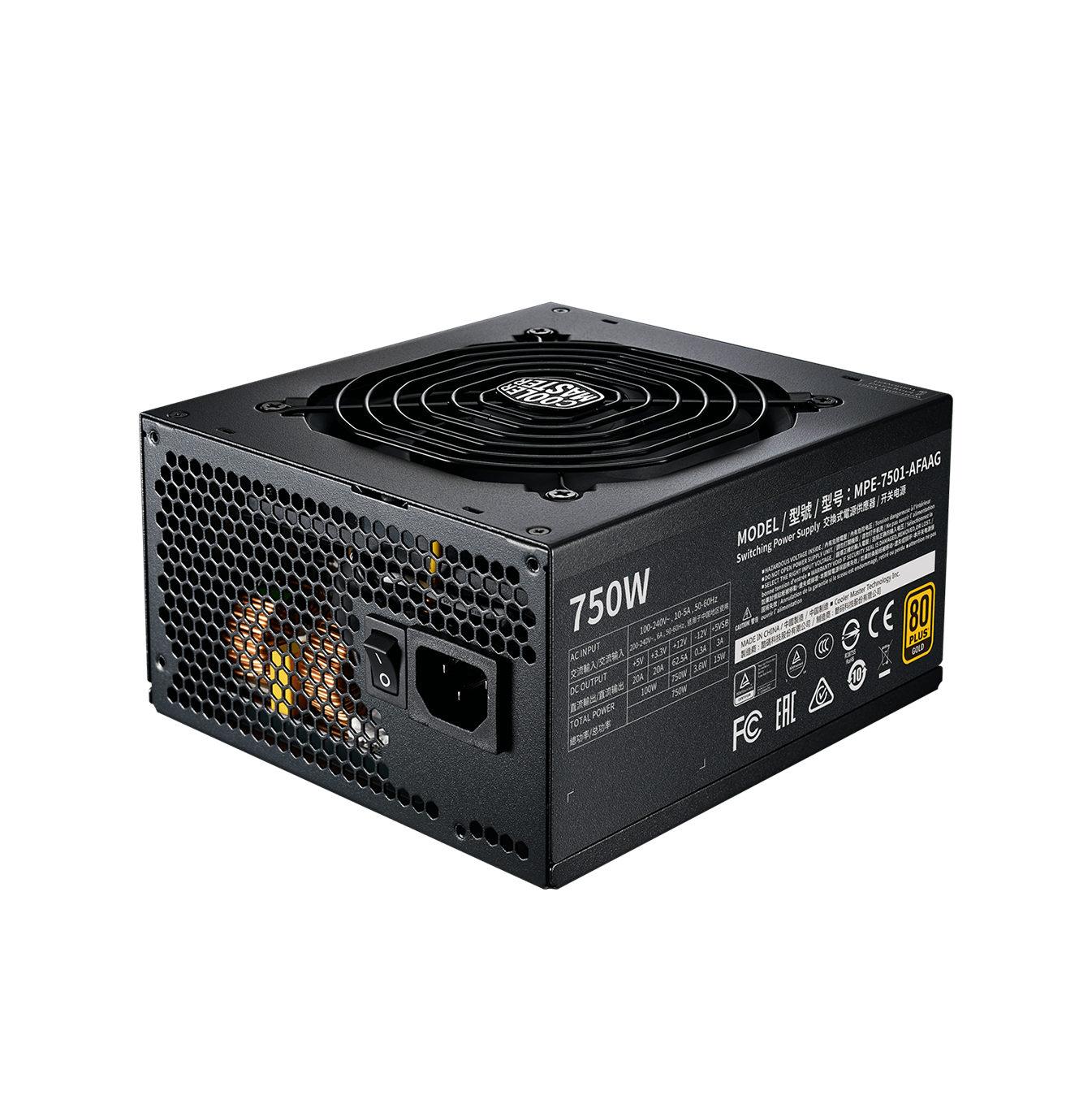 Fuente de poder MWE GOLD V2 750W A/WO CABLE  Marca: Cooler Master