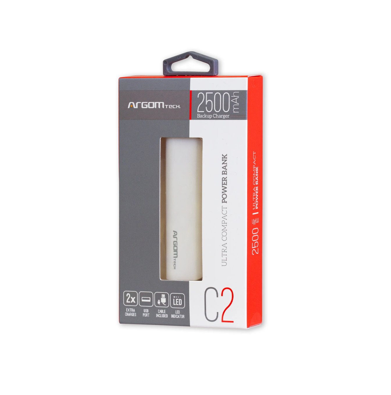 Power Bank C2 2500 MAH WHITE ARG-PB-1130WT Marca: Argom