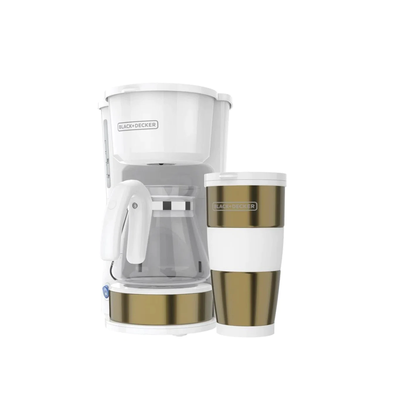 Coffee Maker de 4 tazas color blanco con dorado F-CM0755G Marca: Black + Decker